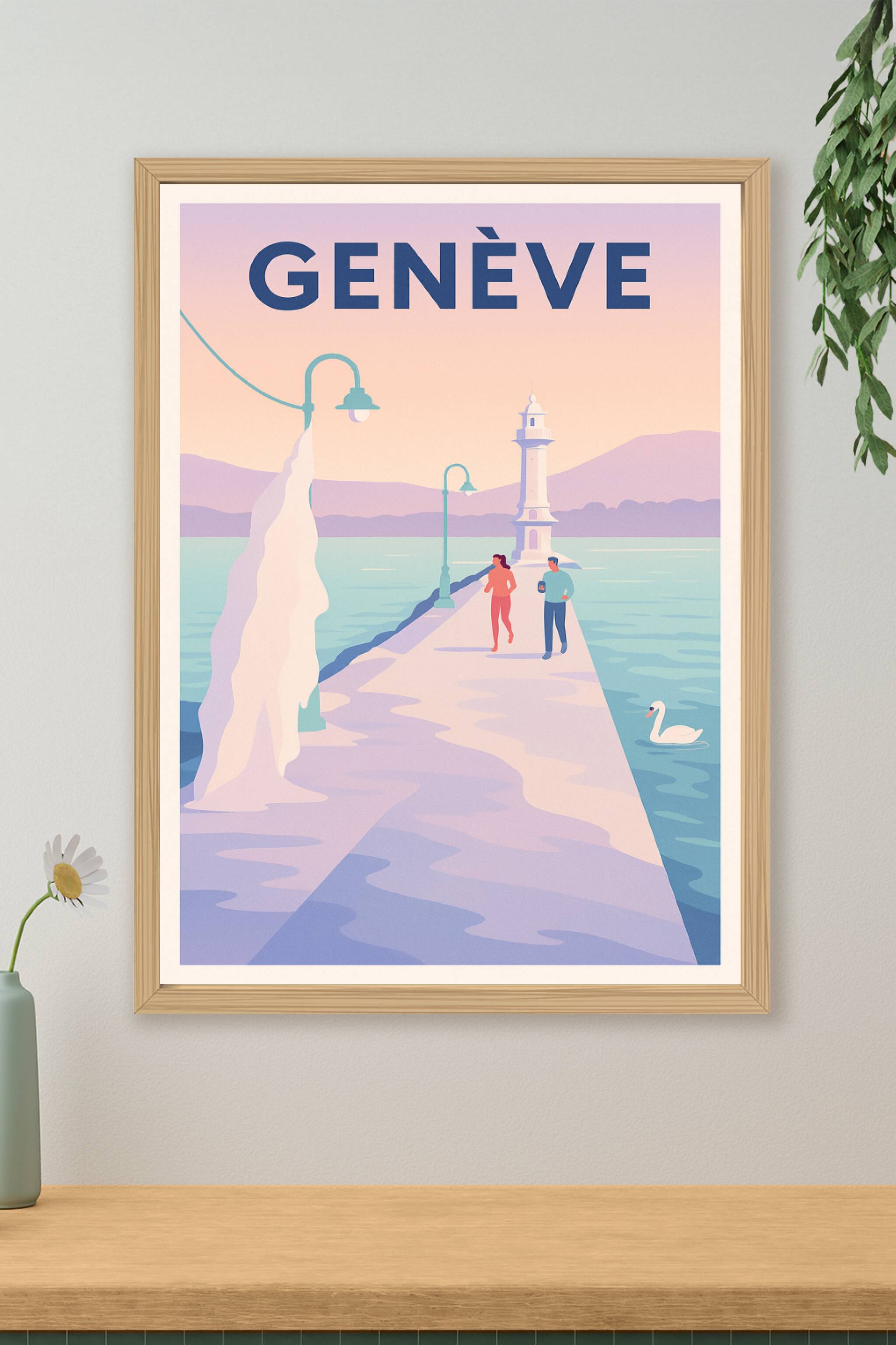 Affiche de Genève - Promenade au bord du Lac Léman