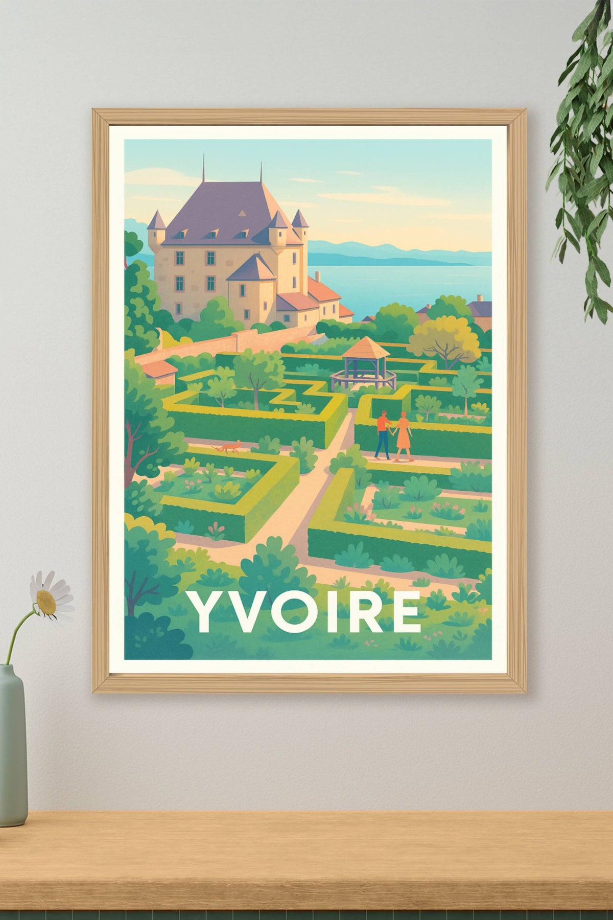 Affiche Yvoire — Promenade romantique dans le jardin médiéval · poster d'art de Yvoire