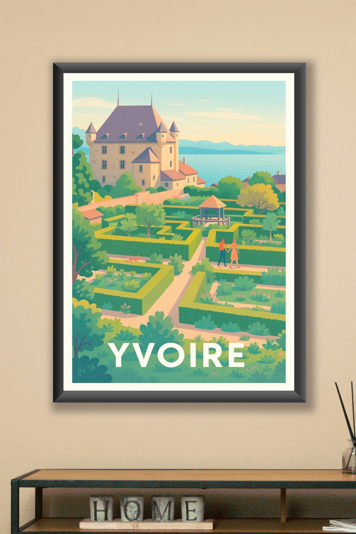 Affiche Yvoire — Promenade romantique dans le jardin médiéval · poster d'art de Yvoire