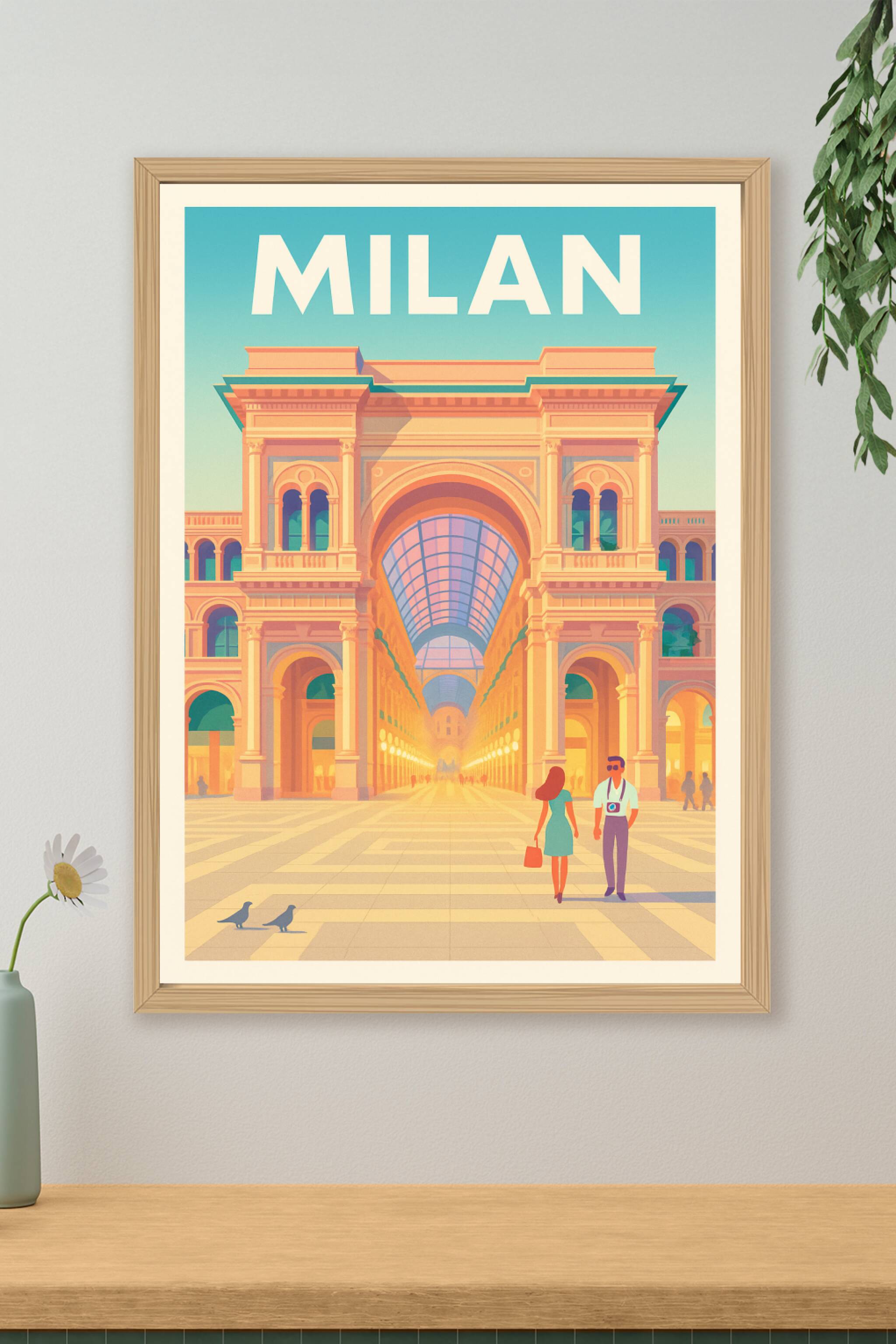 Affiche de Milan - Promenade sous la Galerie Vittorio Emanuele II