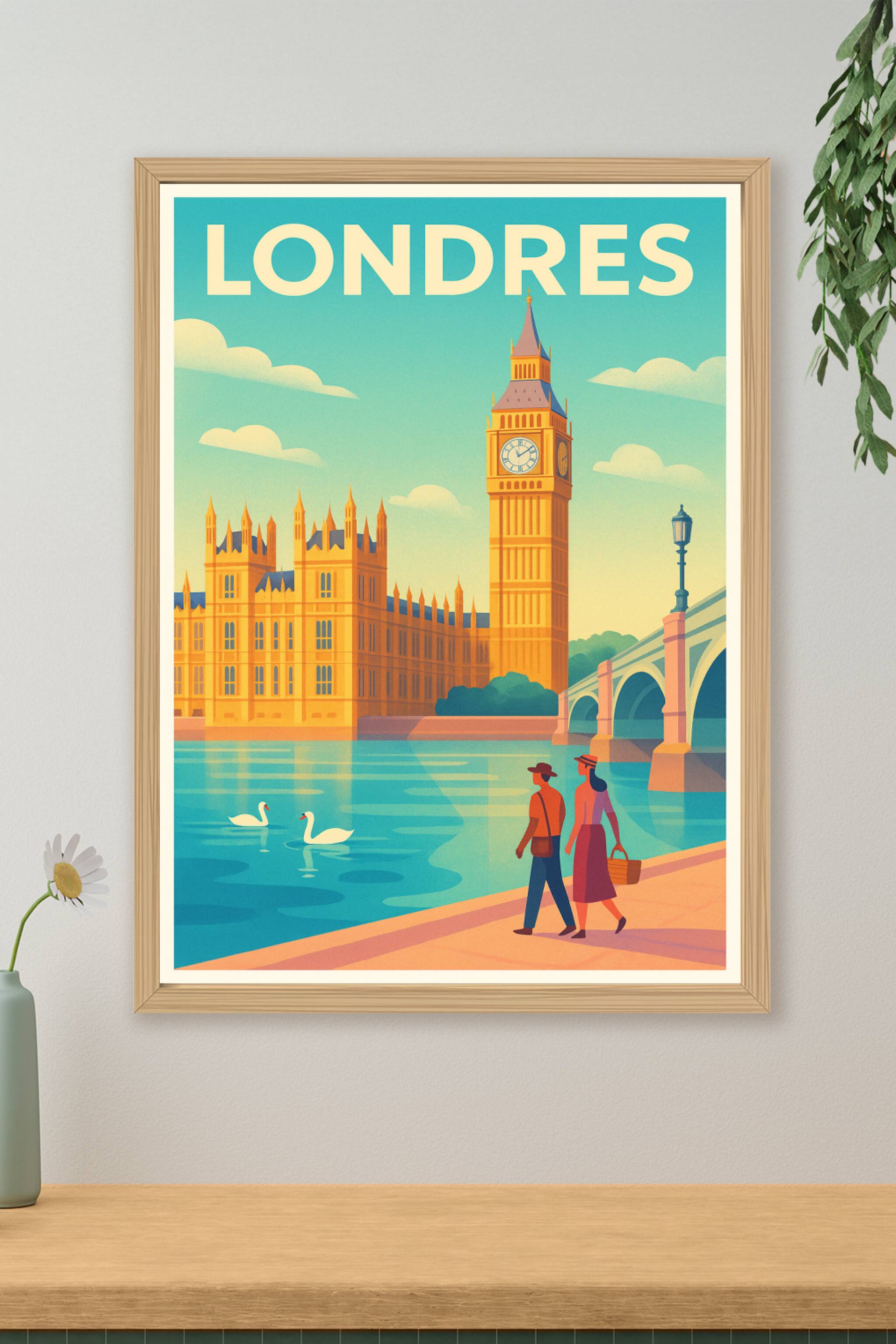 Affiche de Londres - Balade intemporelle au bord de la Tamise