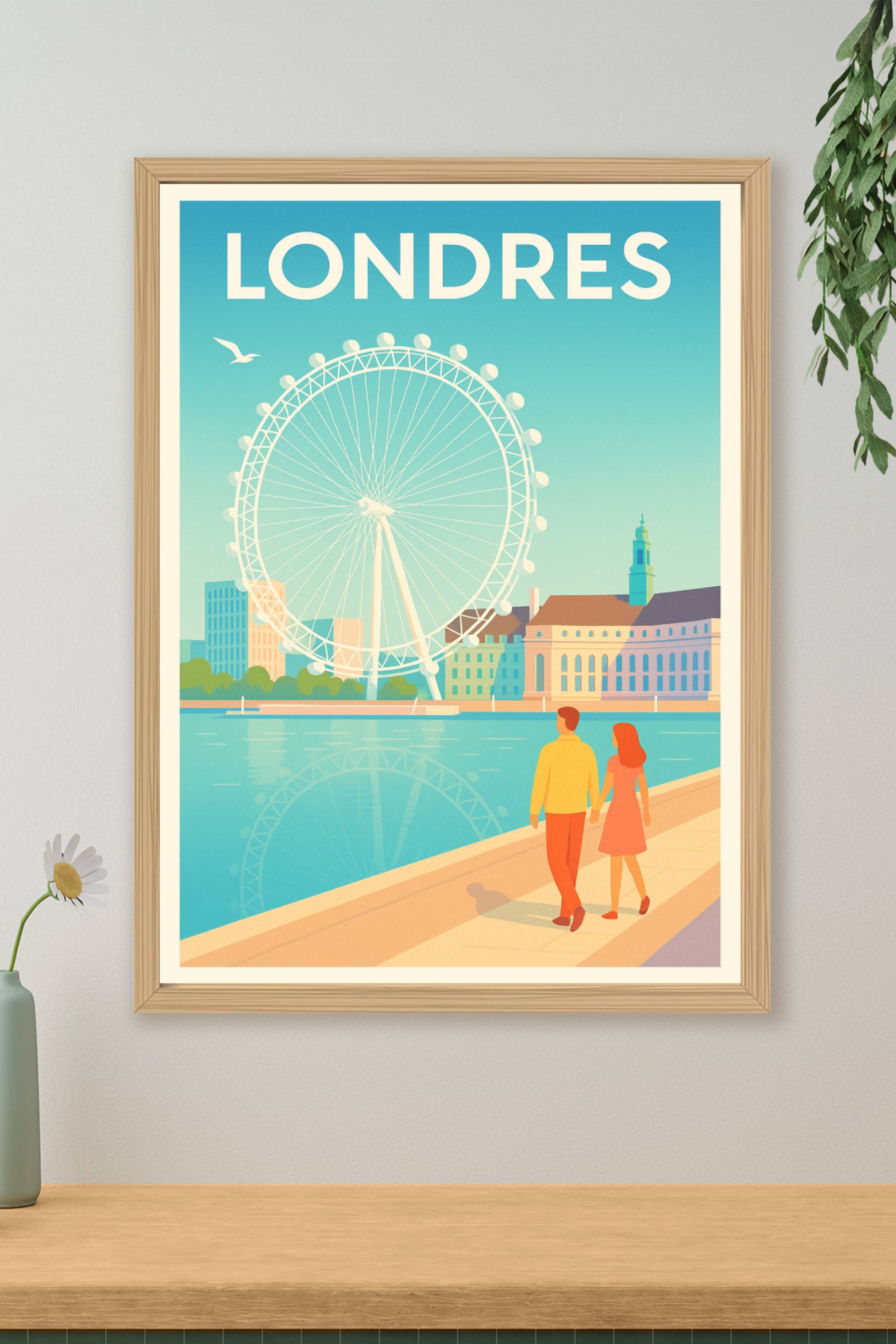 Affiche de Londres - Promenade romantique au bord de la Tamise
