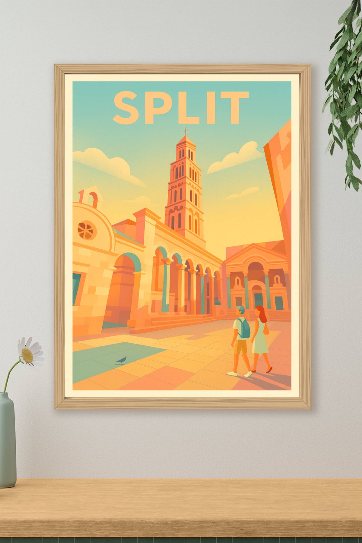 Affiche Split — Lumières dorées sur le palais de Dioclétien · poster d'art de Split