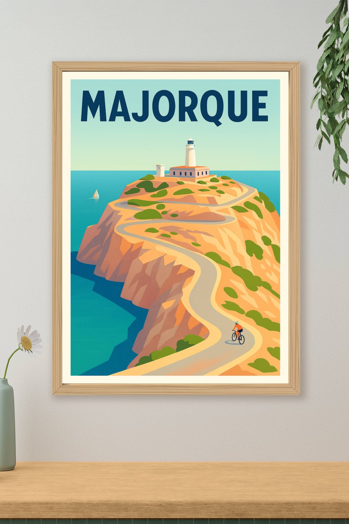 Affiche Majorque — L'appel du phare au bout du chemin · poster d'art de Majorque
