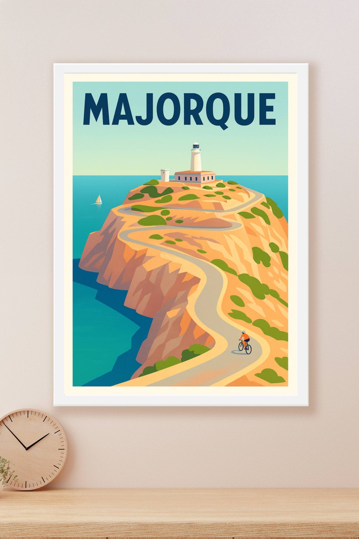 Affiche Majorque — L'appel du phare au bout du chemin · poster d'art de Majorque