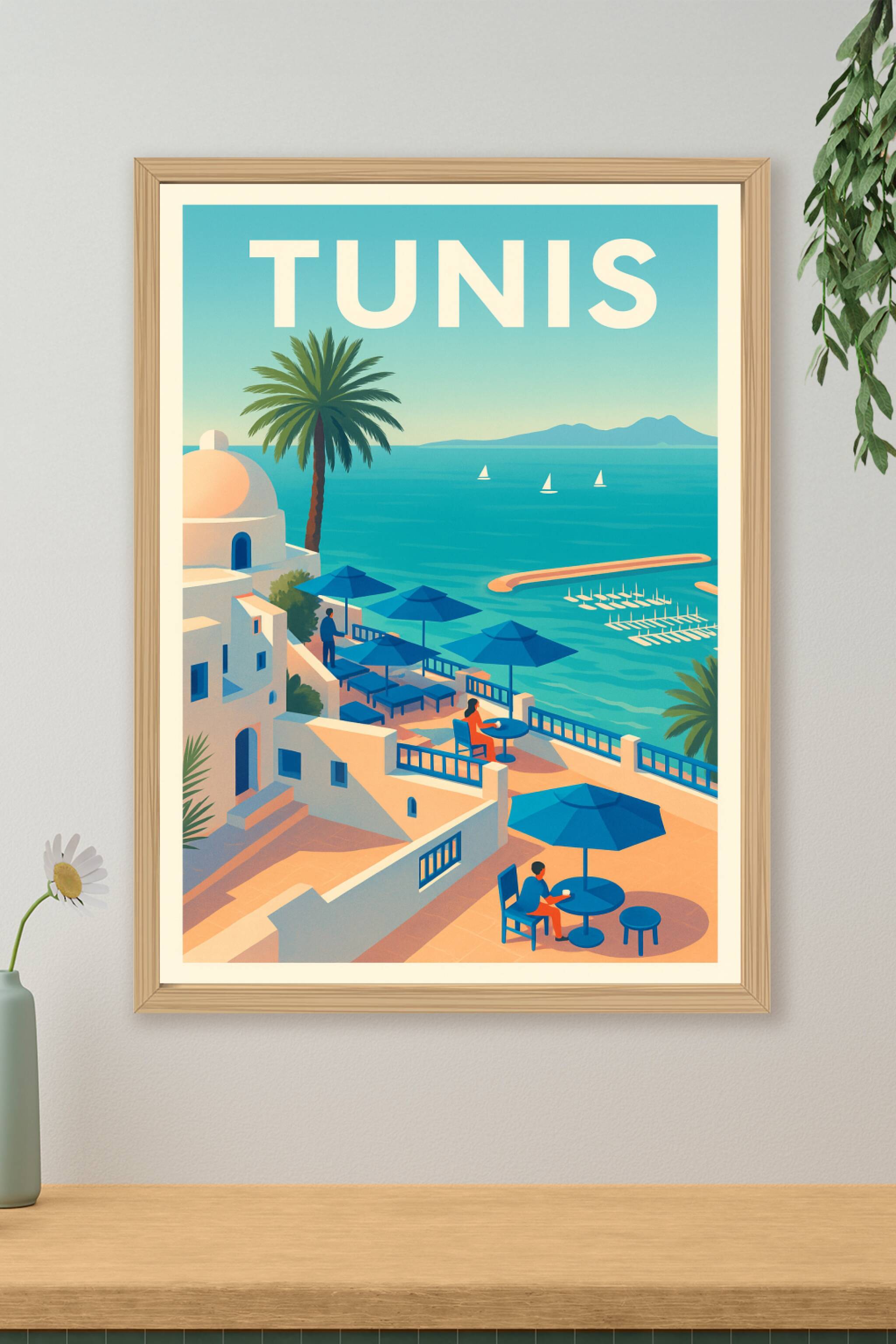 Affiche de Tunis - Évasion Méditerranéenne au Bord de l'Eau