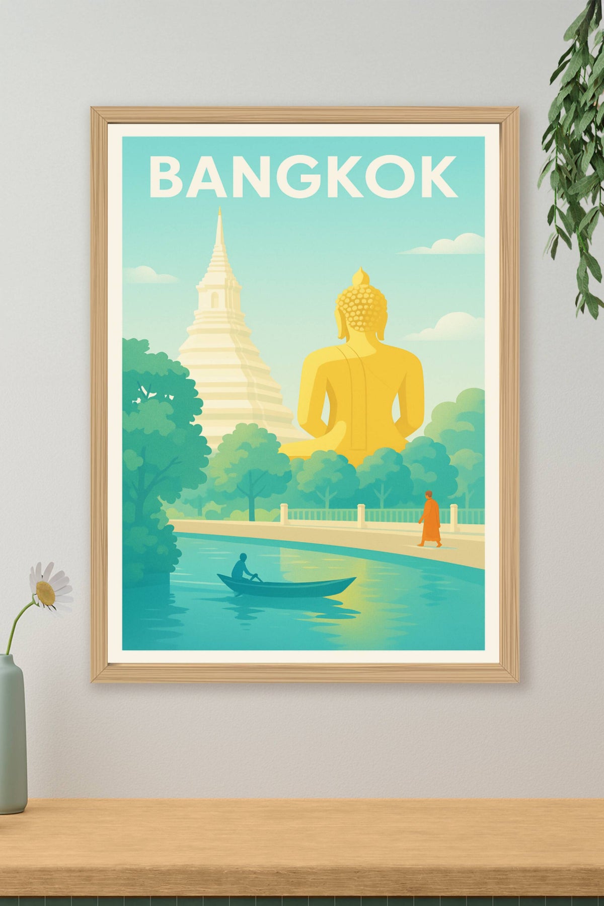 Affiche Bangkok — Sérénité et tradition au fil de l'eau · poster d'art de Bangkok
