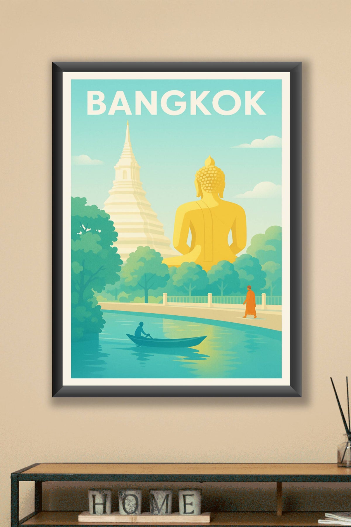 Affiche Bangkok — Sérénité et tradition au fil de l'eau · poster d'art de Bangkok
