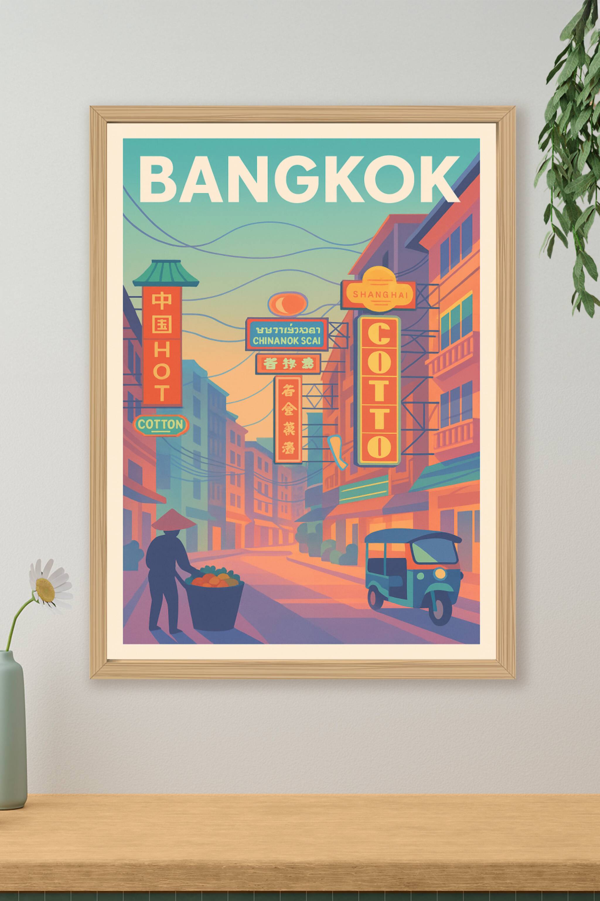 Affiche de Bangkok - Plongée dans l'effervescence urbaine colorée
