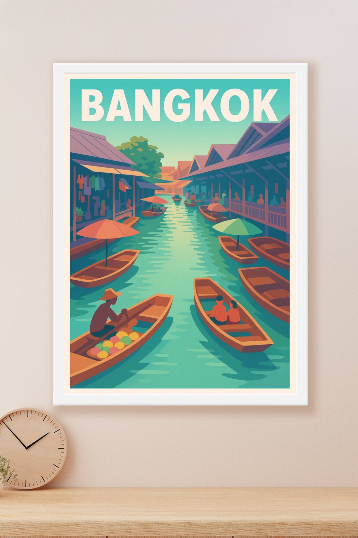 Affiche Bangkok — Évasion sur les canaux flottants · poster d'art de Bangkok
