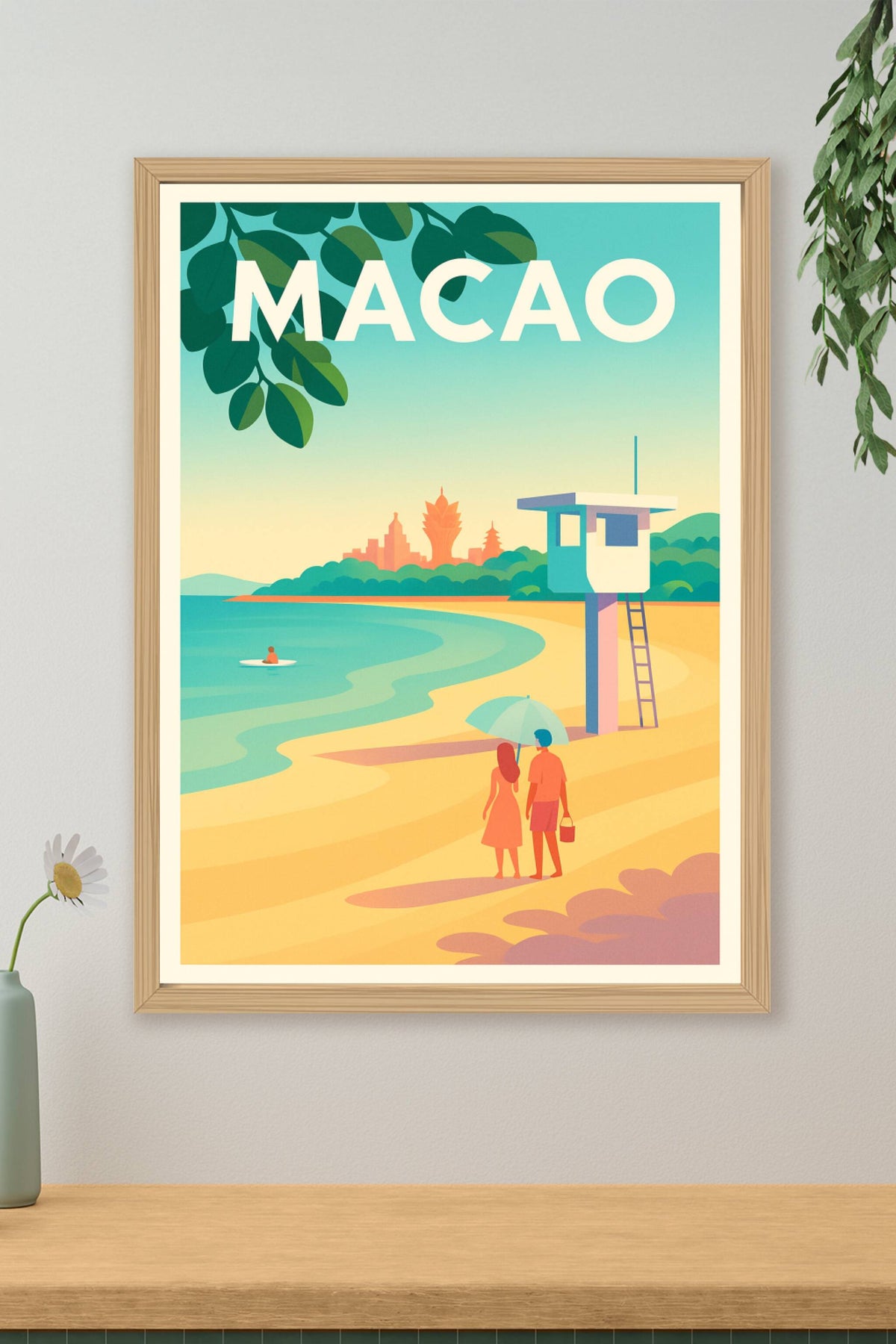 Affiche Macao — Escapade en bord de mer moderne · poster d'art de Macao