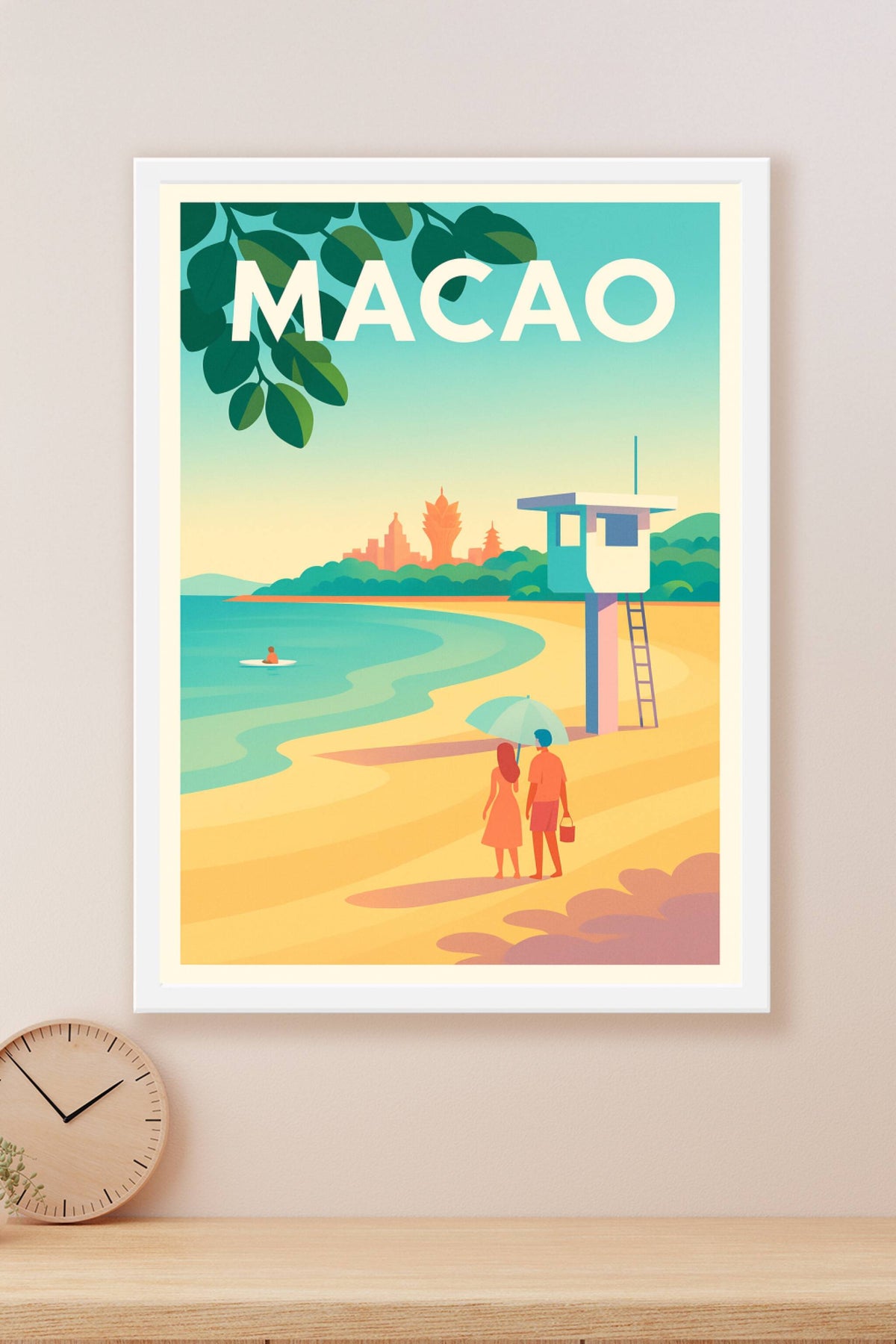 Affiche Macao — Escapade en bord de mer moderne · poster d'art de Macao
