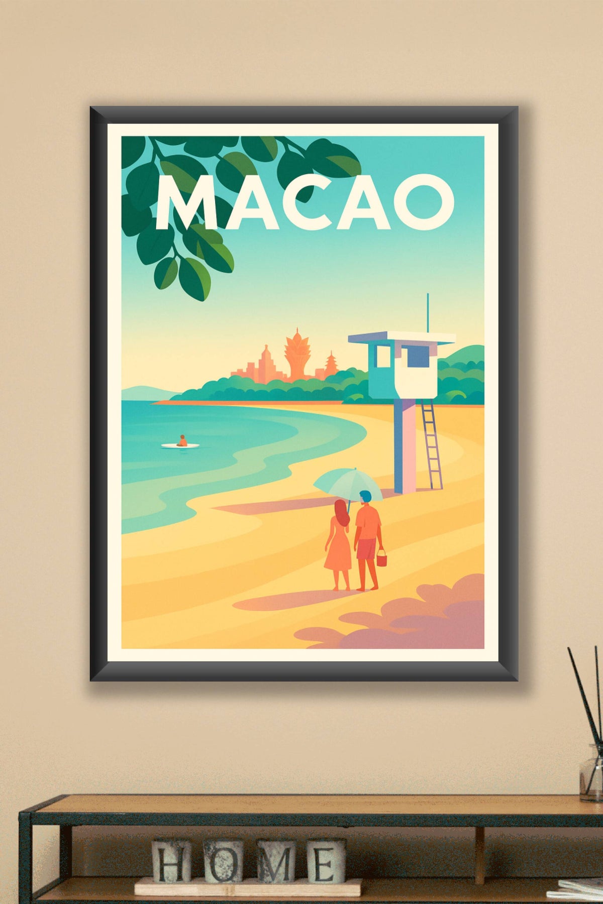 Affiche Macao — Escapade en bord de mer moderne · poster d'art de Macao