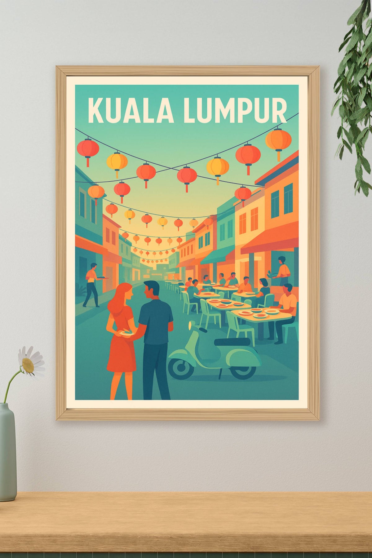 Affiche Kuala Lumpur — Ambiance festive et chaleureuse en pleine rue · poster d'art de Kuala Lumpur