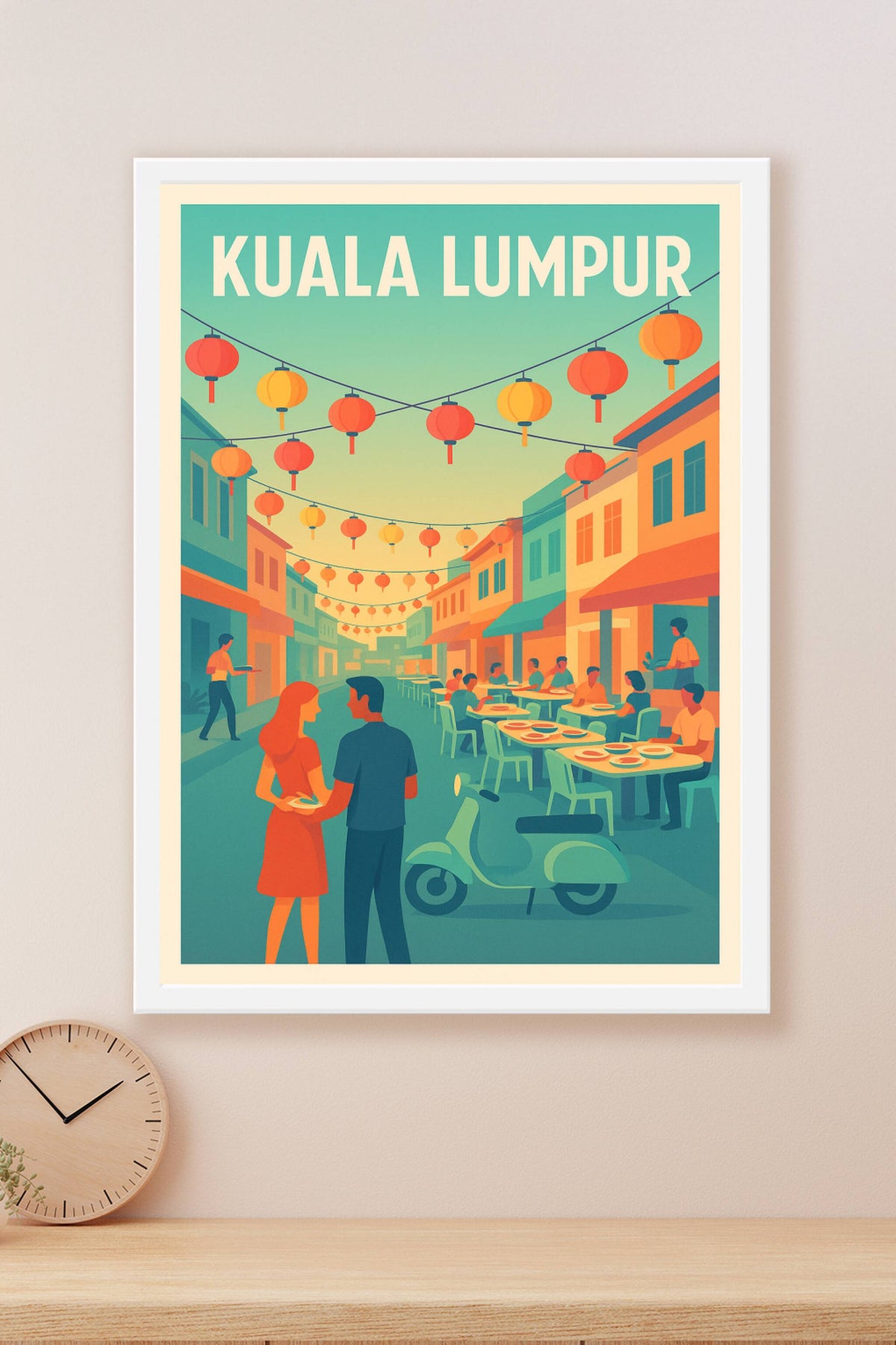 Affiche Kuala Lumpur — Ambiance festive et chaleureuse en pleine rue · poster d'art de Kuala Lumpur