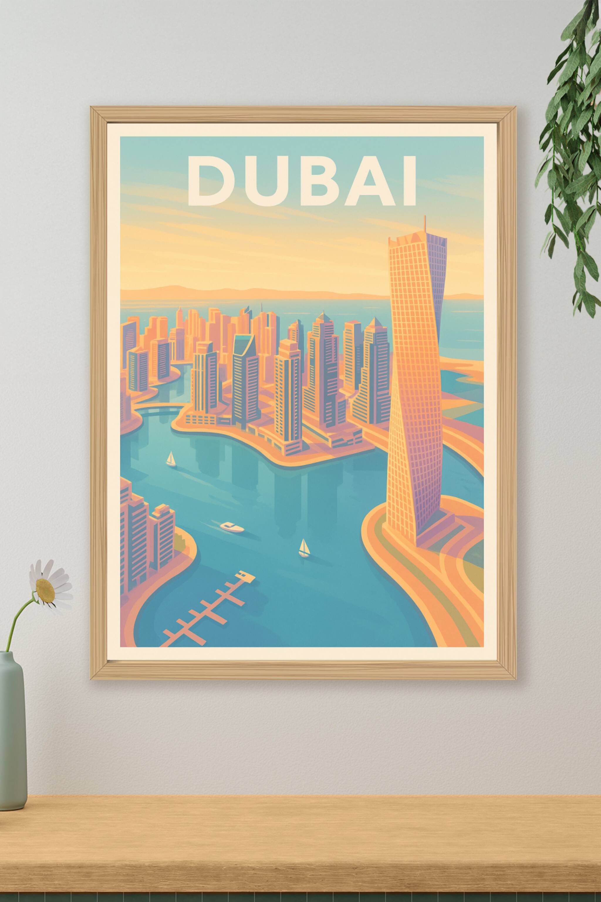 Affiche de Dubai - Horizons futuristes entre mer et gratte-ciels