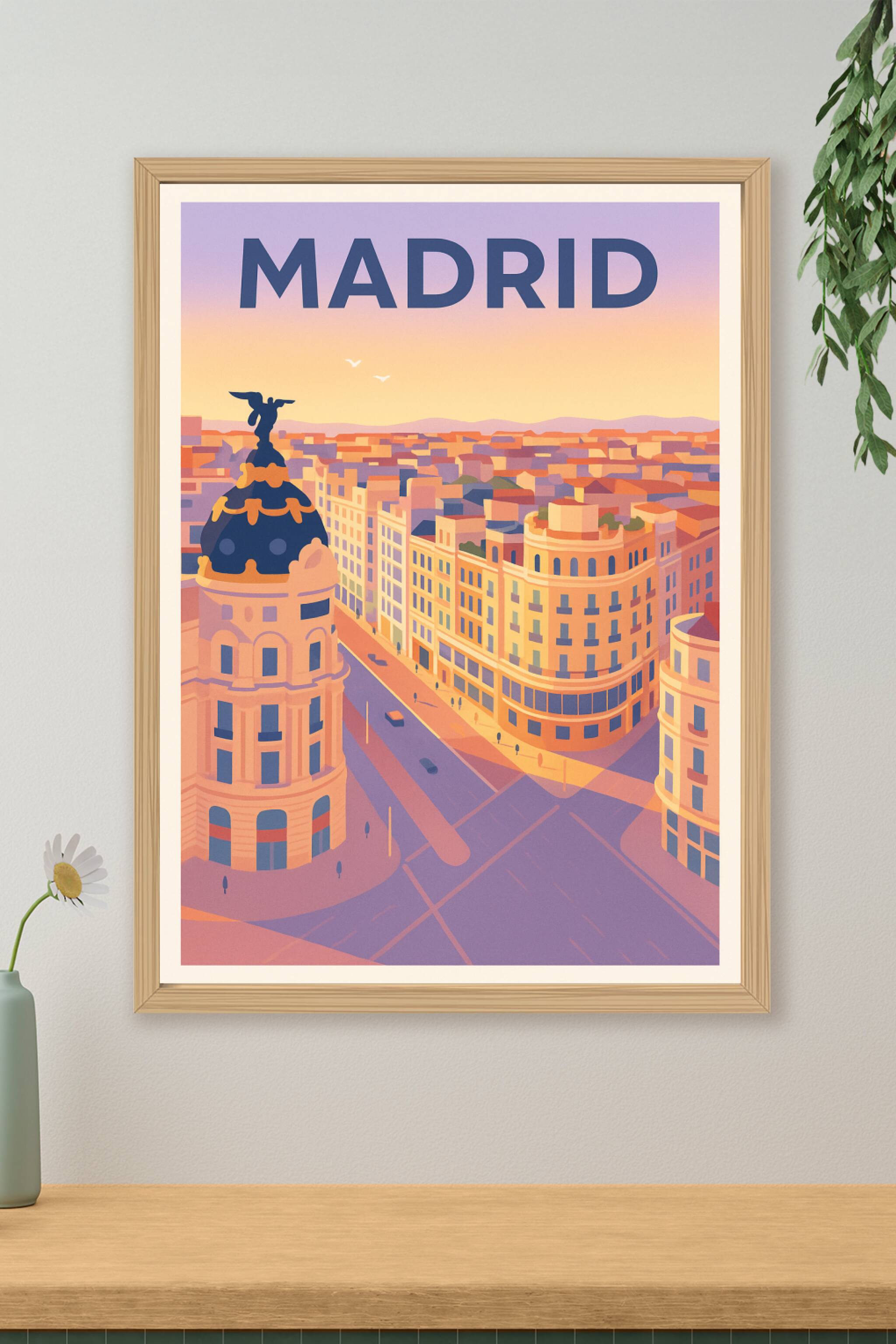Affiche de Madrid - Perspective dorée sur la capitale espagnole