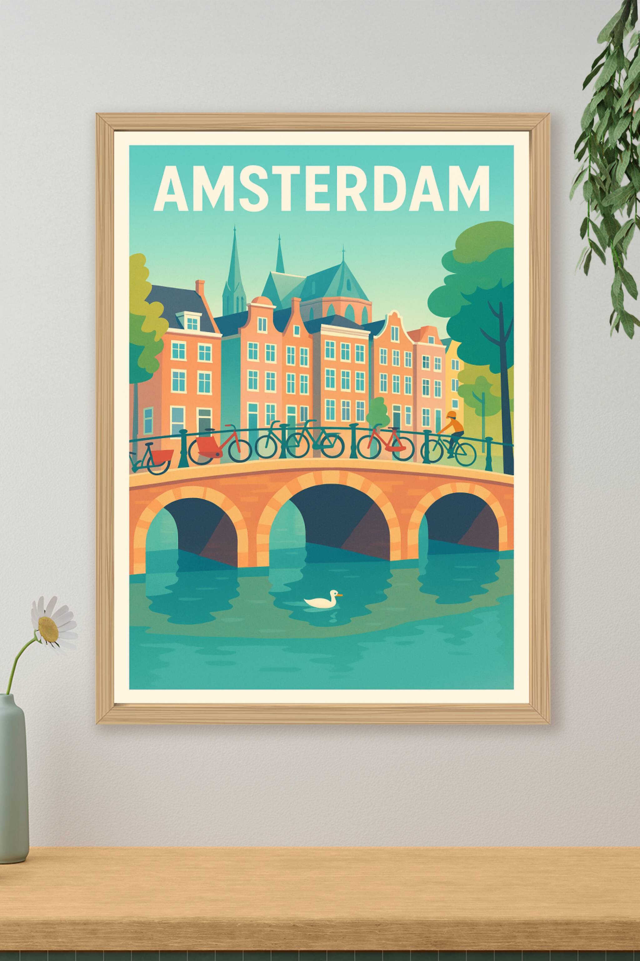 Affiche de Amsterdam - Charme des Canaux et Balades à Vélo