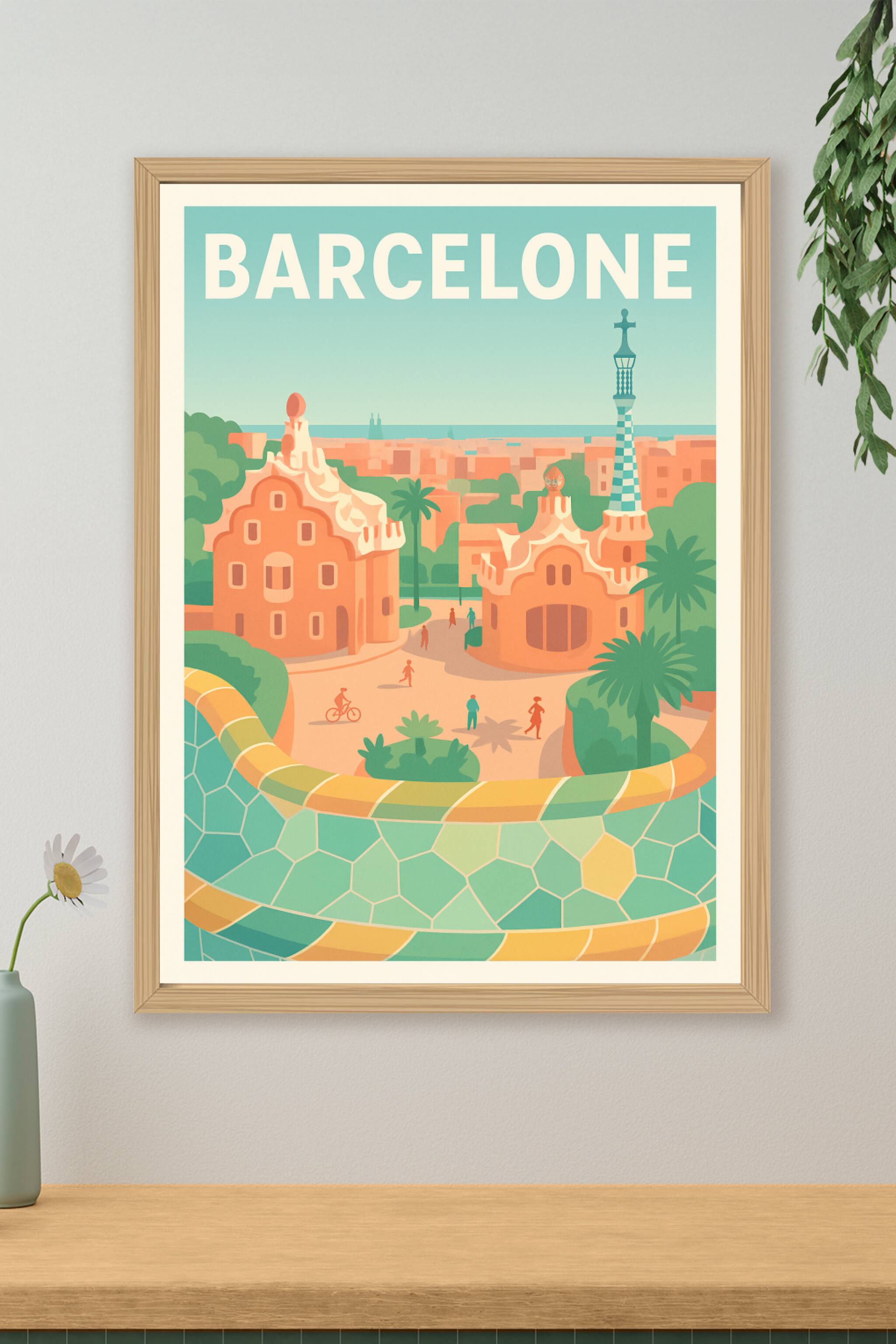 Affiche de Barcelone - L'art coloré de Gaudí au cœur de la ville