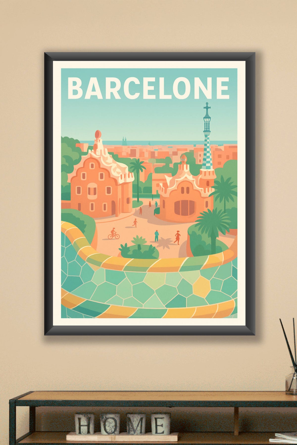 Affiche Barcelone — L'art coloré de Gaudí au cœur de la ville · poster d'art de Barcelone