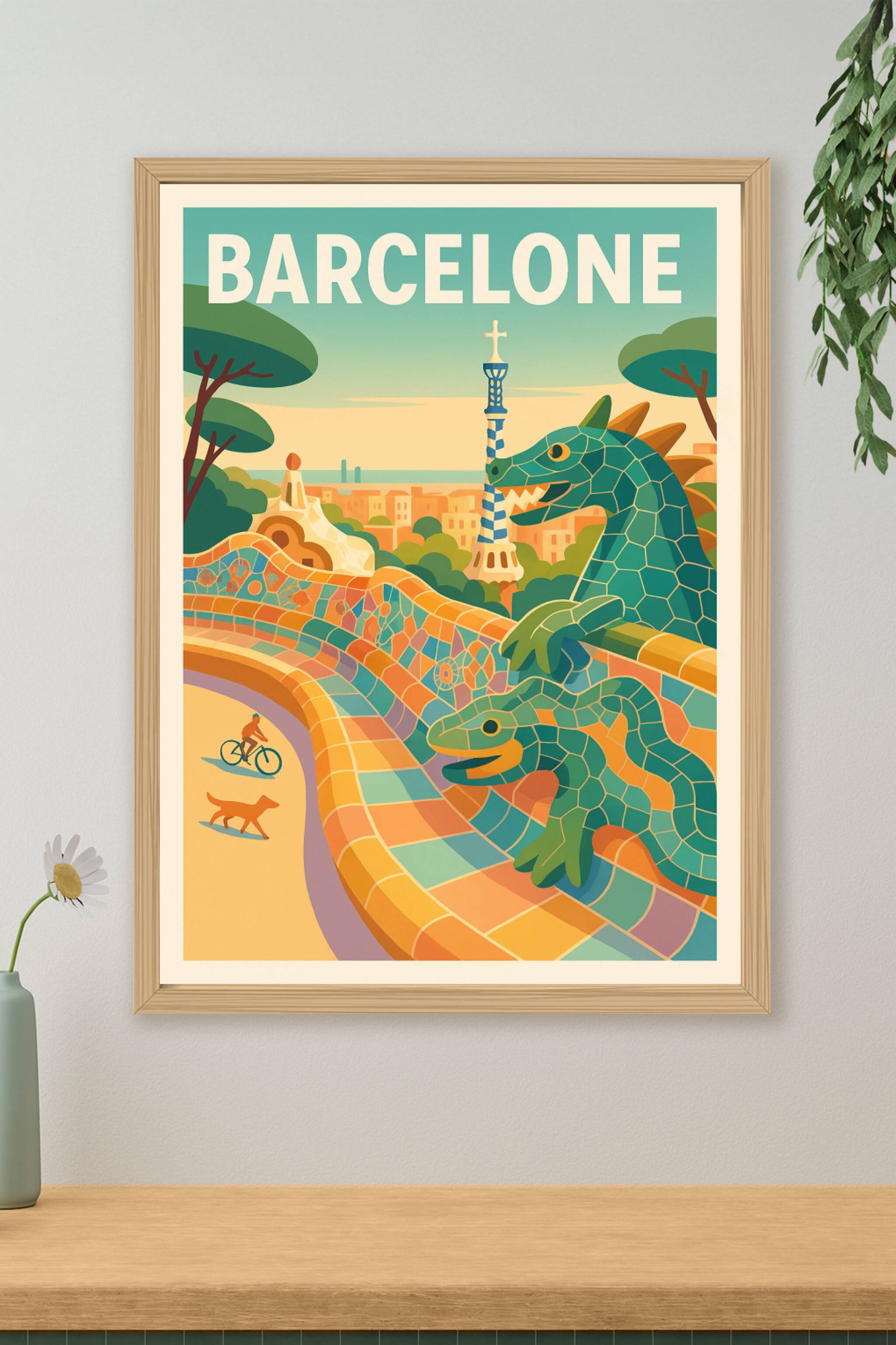 Affiche de Barcelone - L'art et la magie de Gaudí au Parc Güell