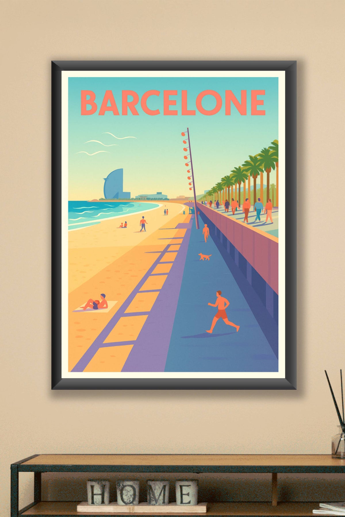 Affiche Barcelone — L'élégance balnéaire du front de mer · poster d'art de Barcelone