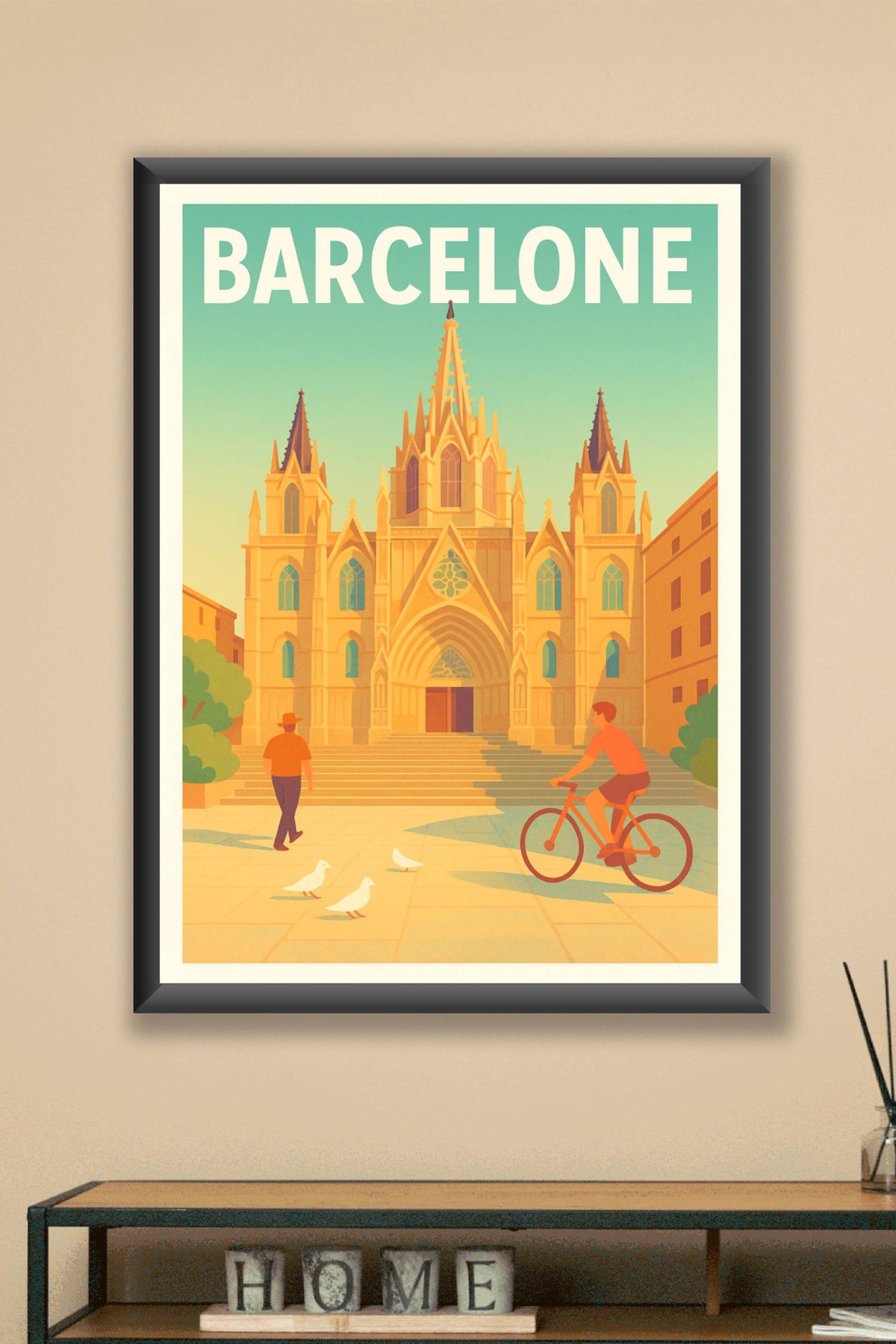 Affiche Barcelone — L'élégance intemporelle de la Cathédrale · poster d'art de Barcelone