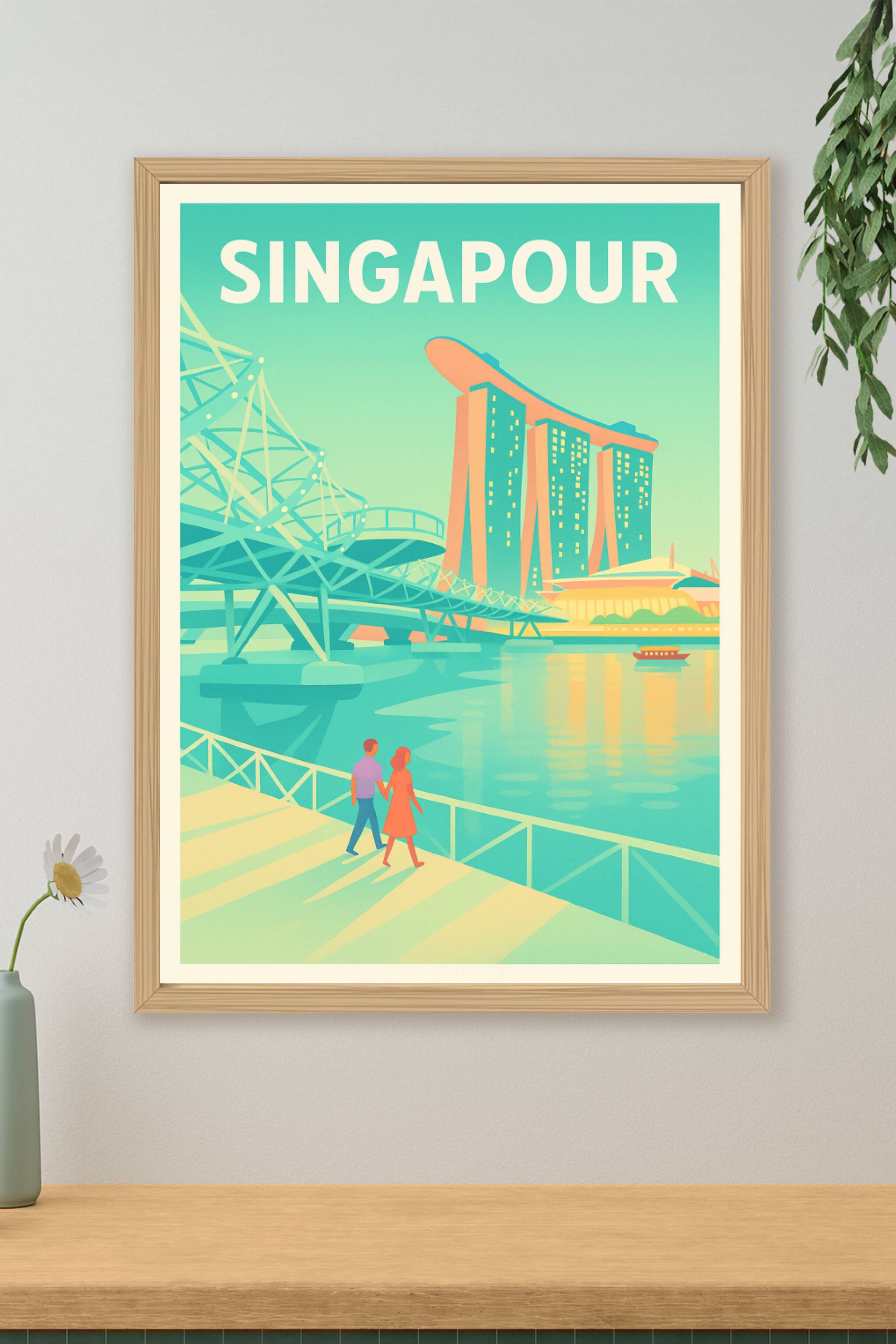 Affiche de Singapour - Évasion urbaine au bord de l'eau