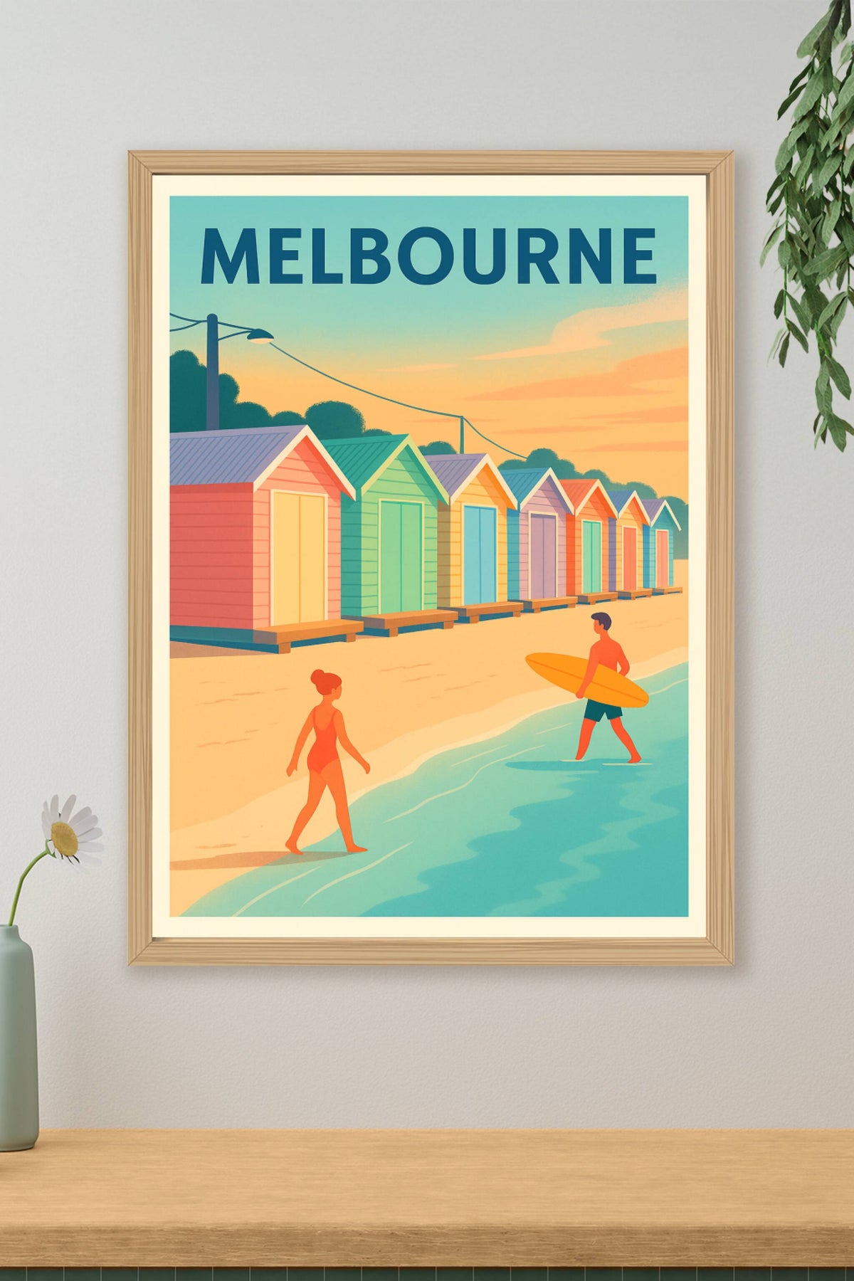 Affiche Melbourne — L'été au bord de l'eau · poster d'art de Melbourne