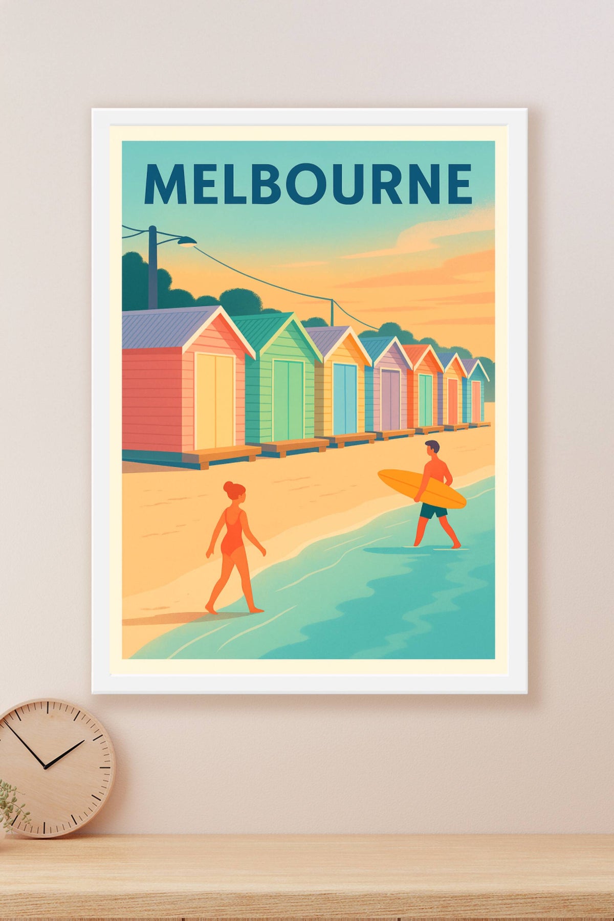 Affiche Melbourne — L'été au bord de l'eau · poster d'art de Melbourne