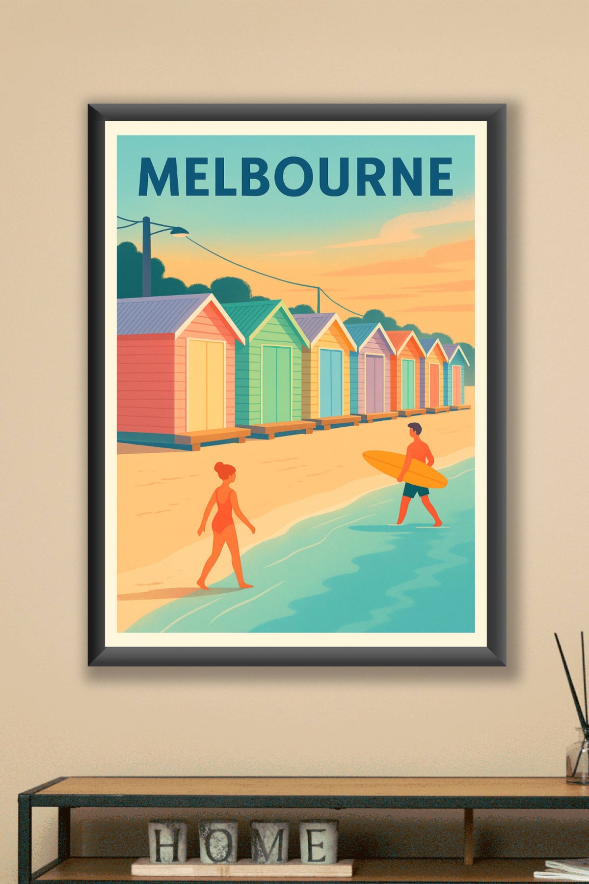 Affiche Melbourne — L'été au bord de l'eau · poster d'art de Melbourne
