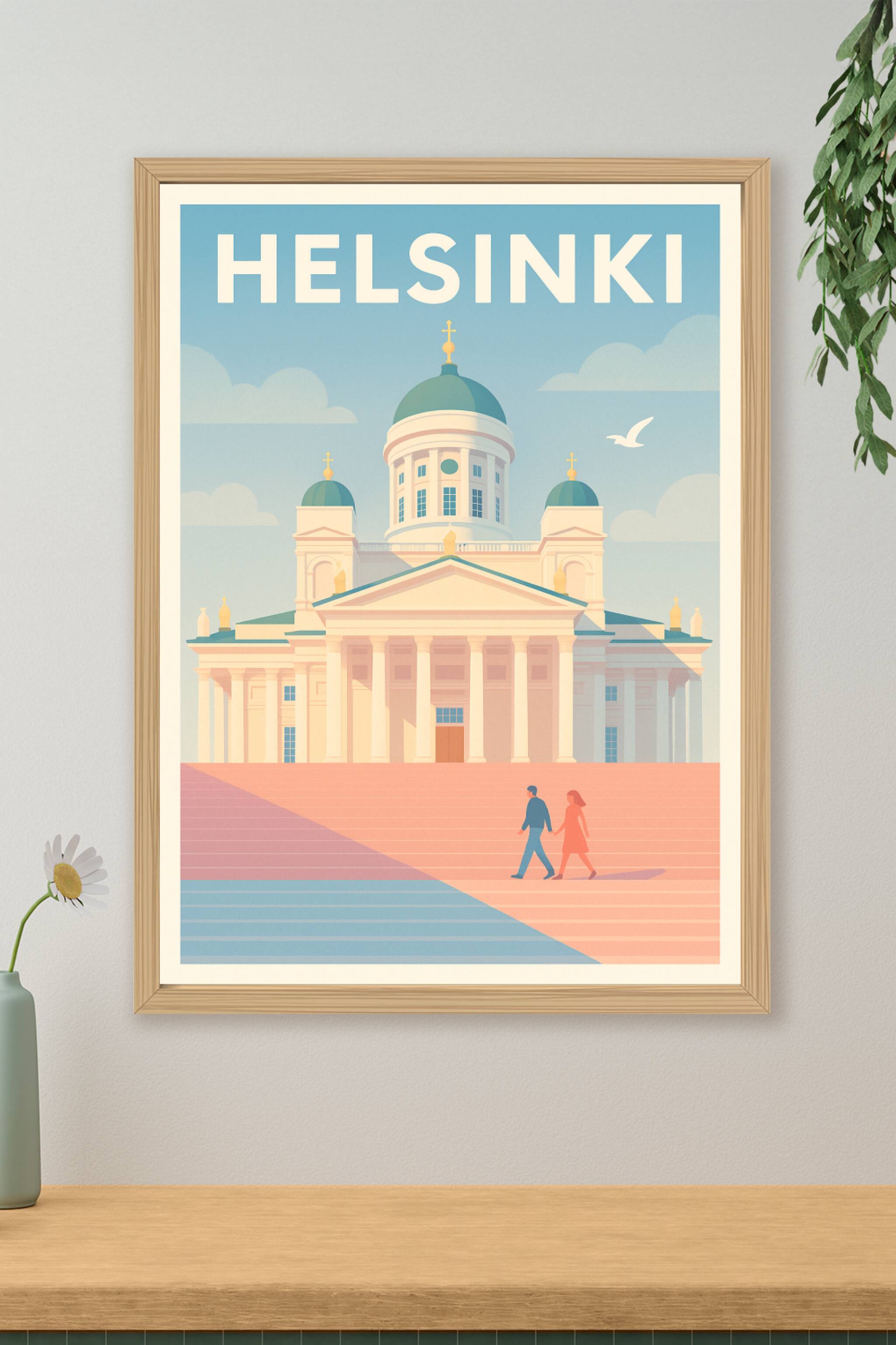 Affiche de Helsinki - Élégance néo-classique sur fond pastel