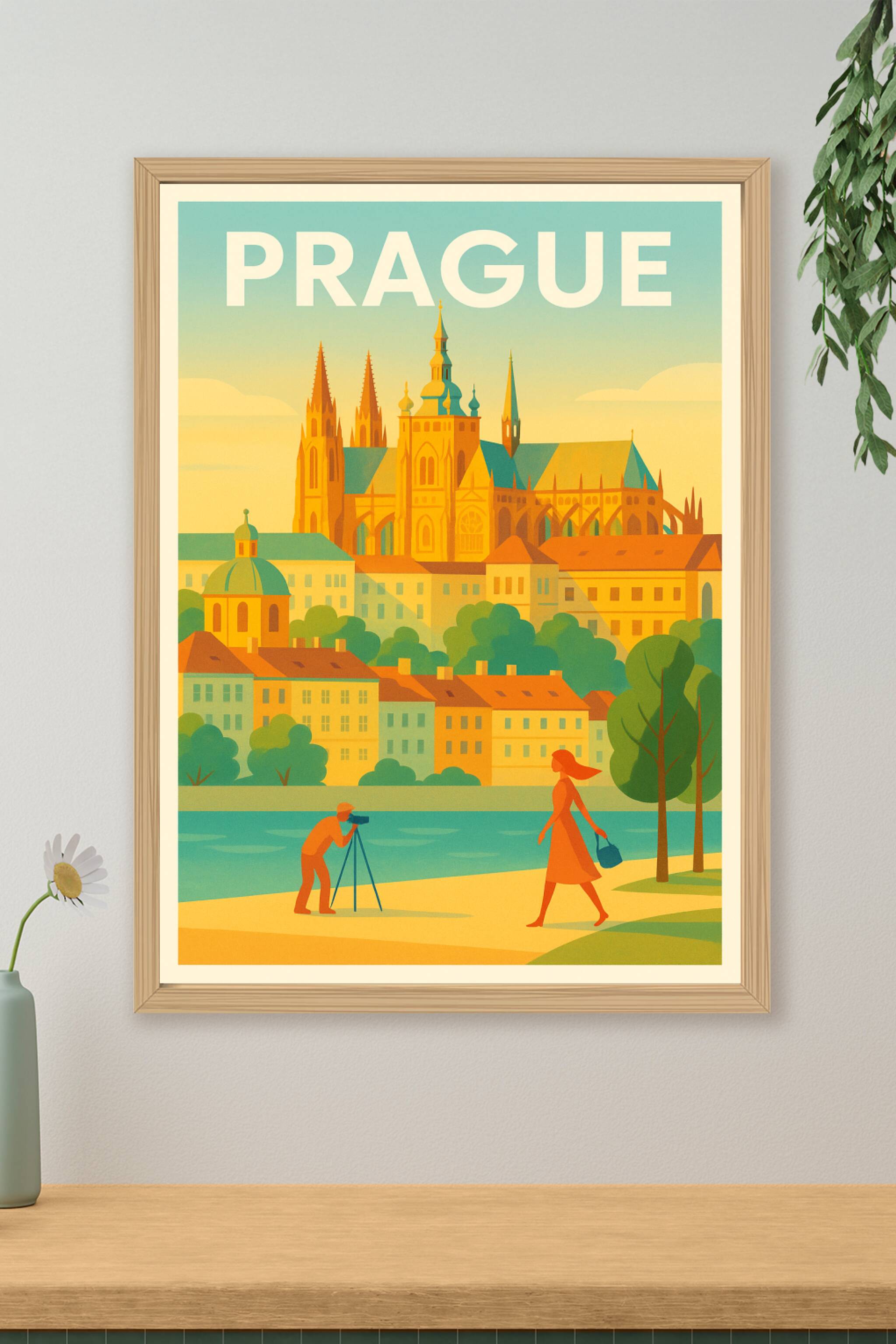 Affiche de Prague - Lumières dorées sur la cité historique