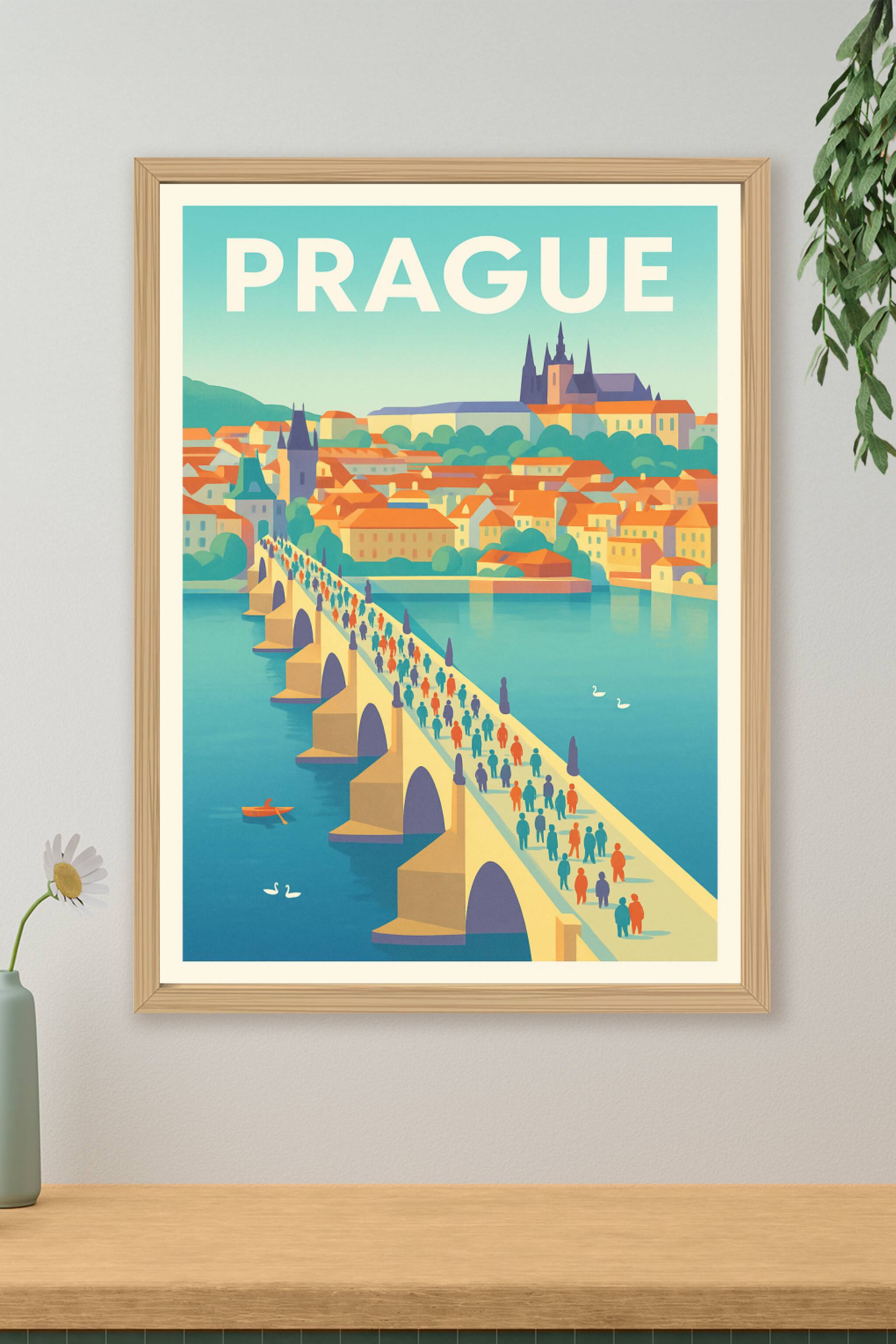 Affiche de Prague - Charme historique et ponts emblématiques