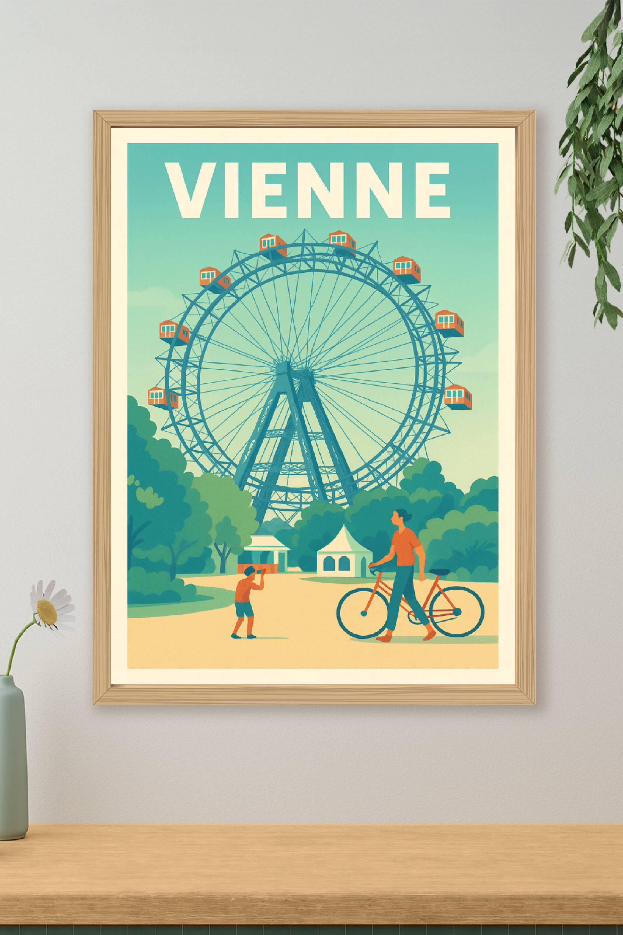 Affiche de Vienne - Atmosphère ludique dans la ville aux grandes roues