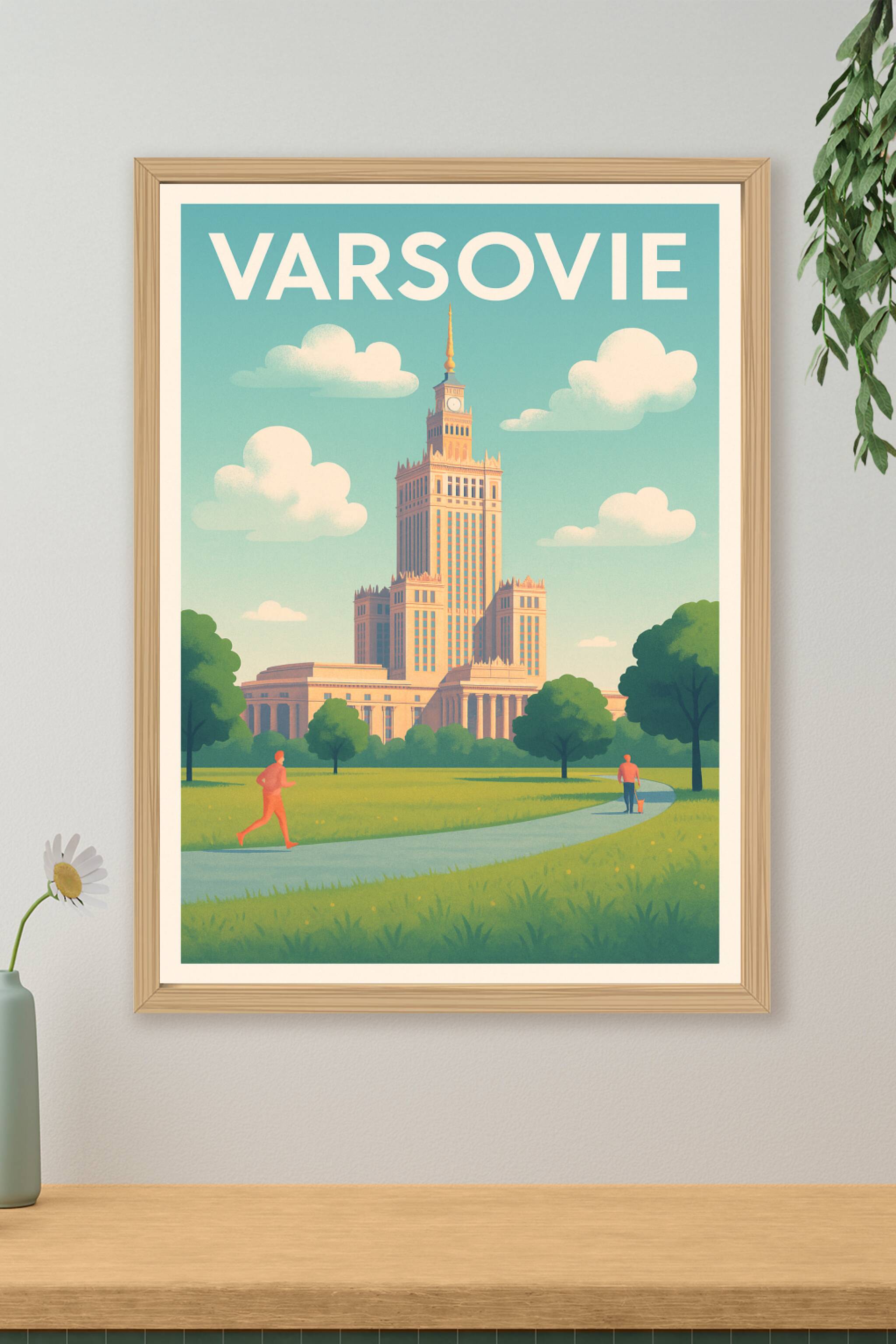Affiche de Varsovie - Harmonie architecturale et nature urbaine