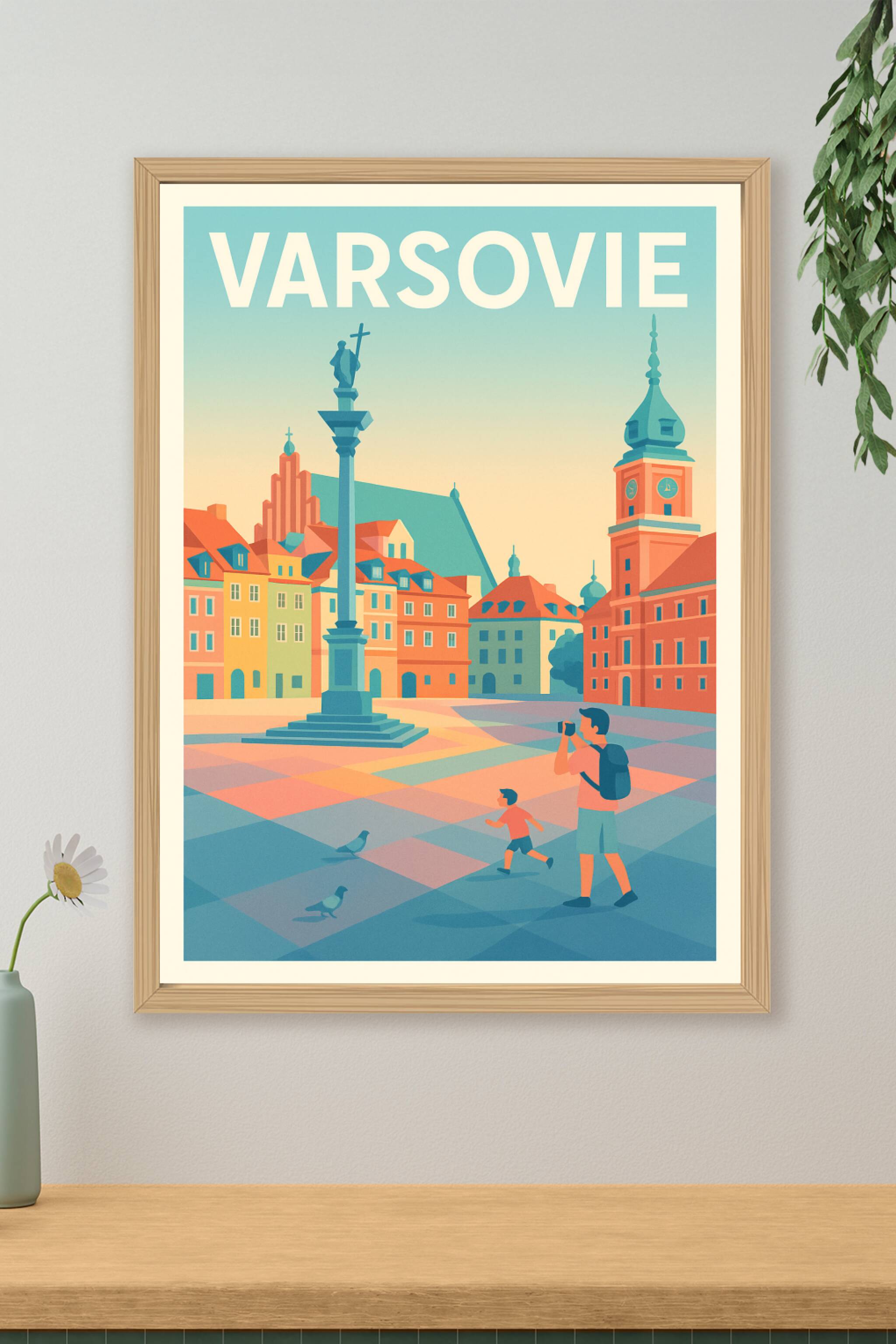 Affiche de Varsovie - Une immersion colorée au cœur de la vieille ville