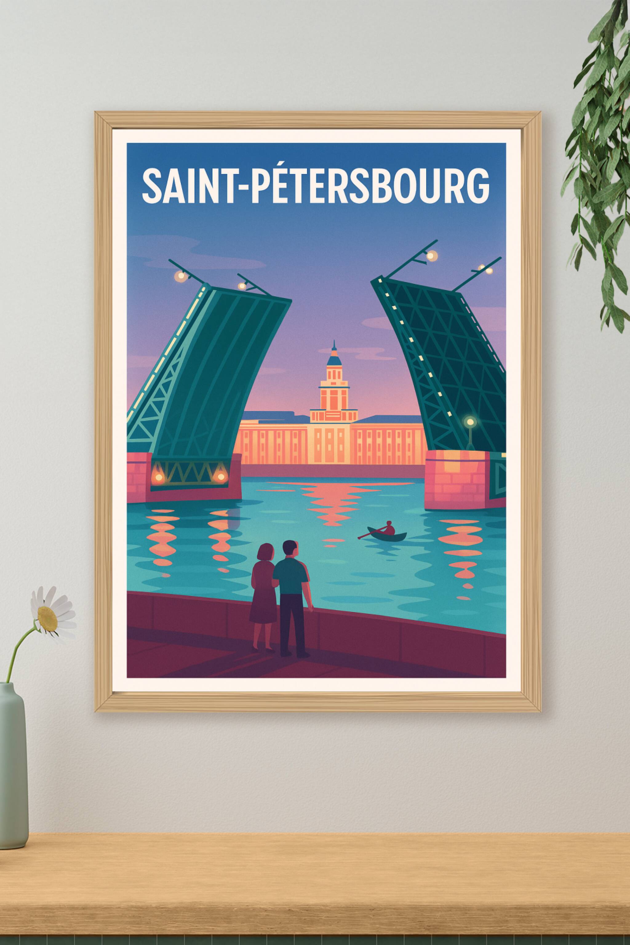 Affiche de Saint-Pétersbourg - Charme romantique au pont-levis