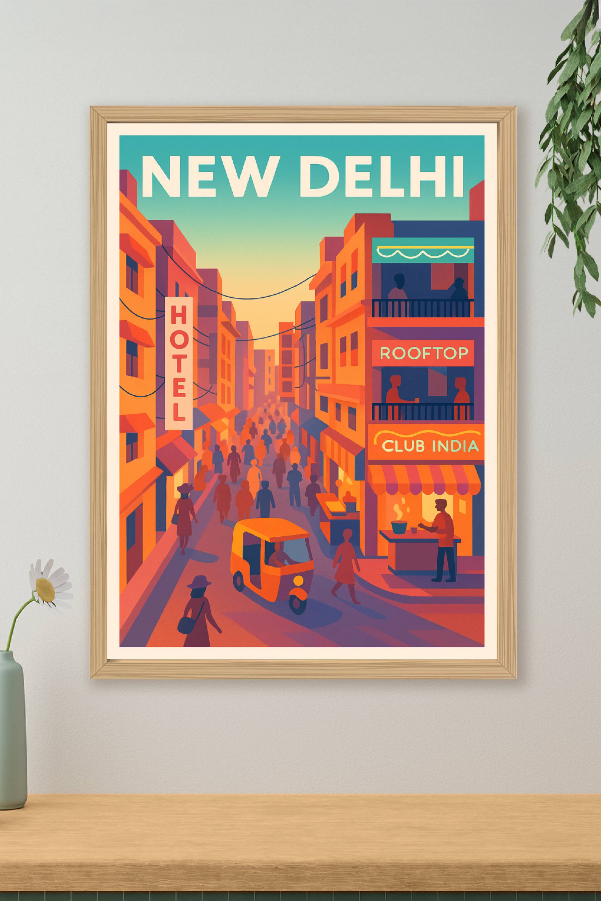 Affiche de New Delhi - Vibrations animées au cœur de la ville