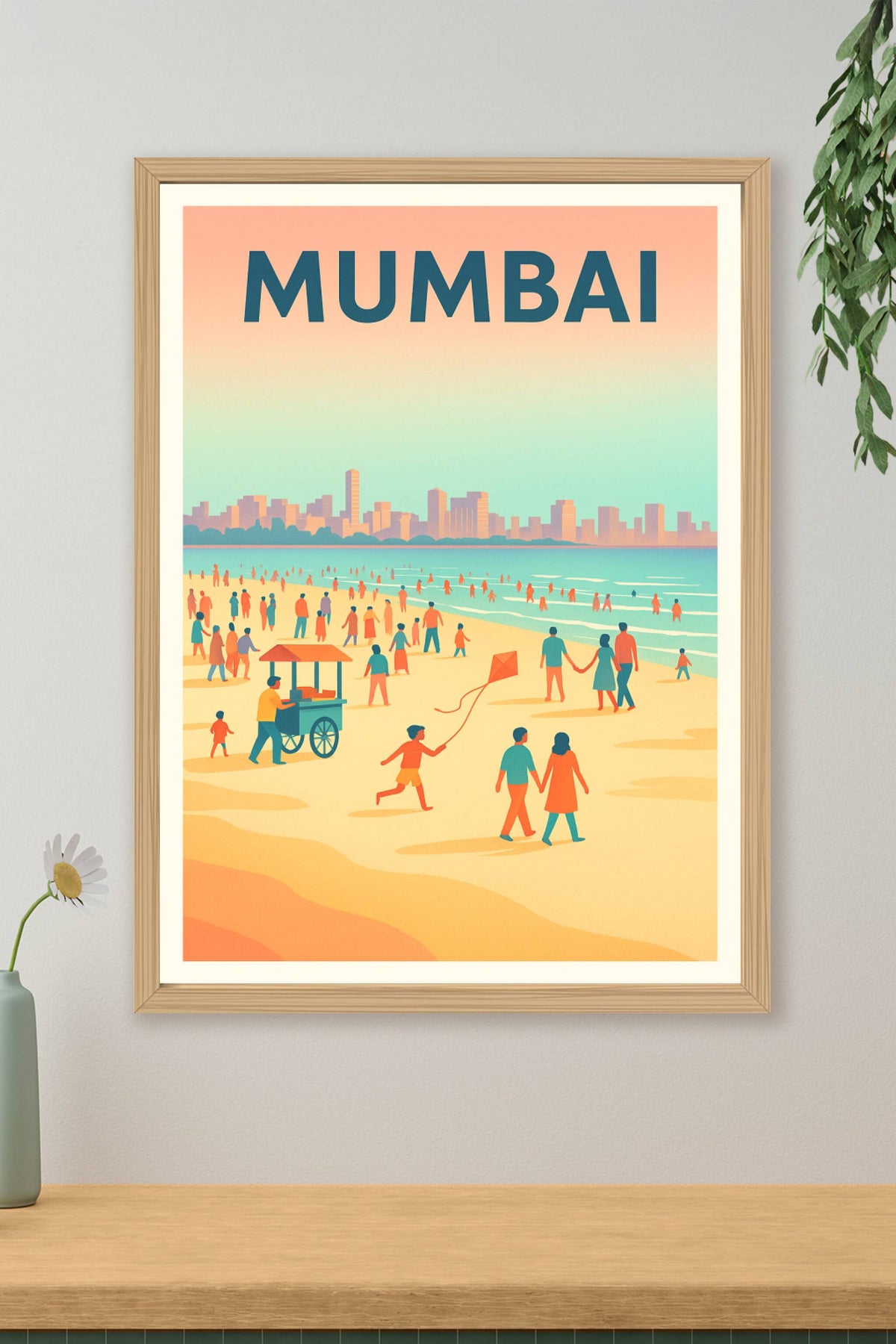 Affiche Mumbai — L'effervescence balnéaire au cœur de la ville · poster d'art de Mumbai