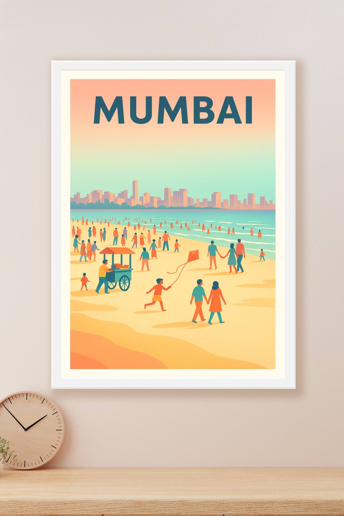 Affiche Mumbai — L'effervescence balnéaire au cœur de la ville · poster d'art de Mumbai