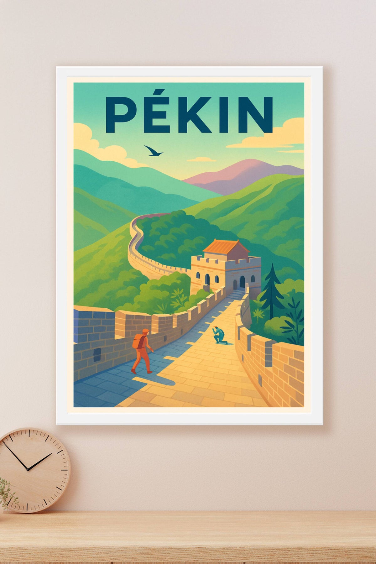 Affiche Pékin — L'incontournable Grande Muraille en voyage vintage · poster d'art de Pékin