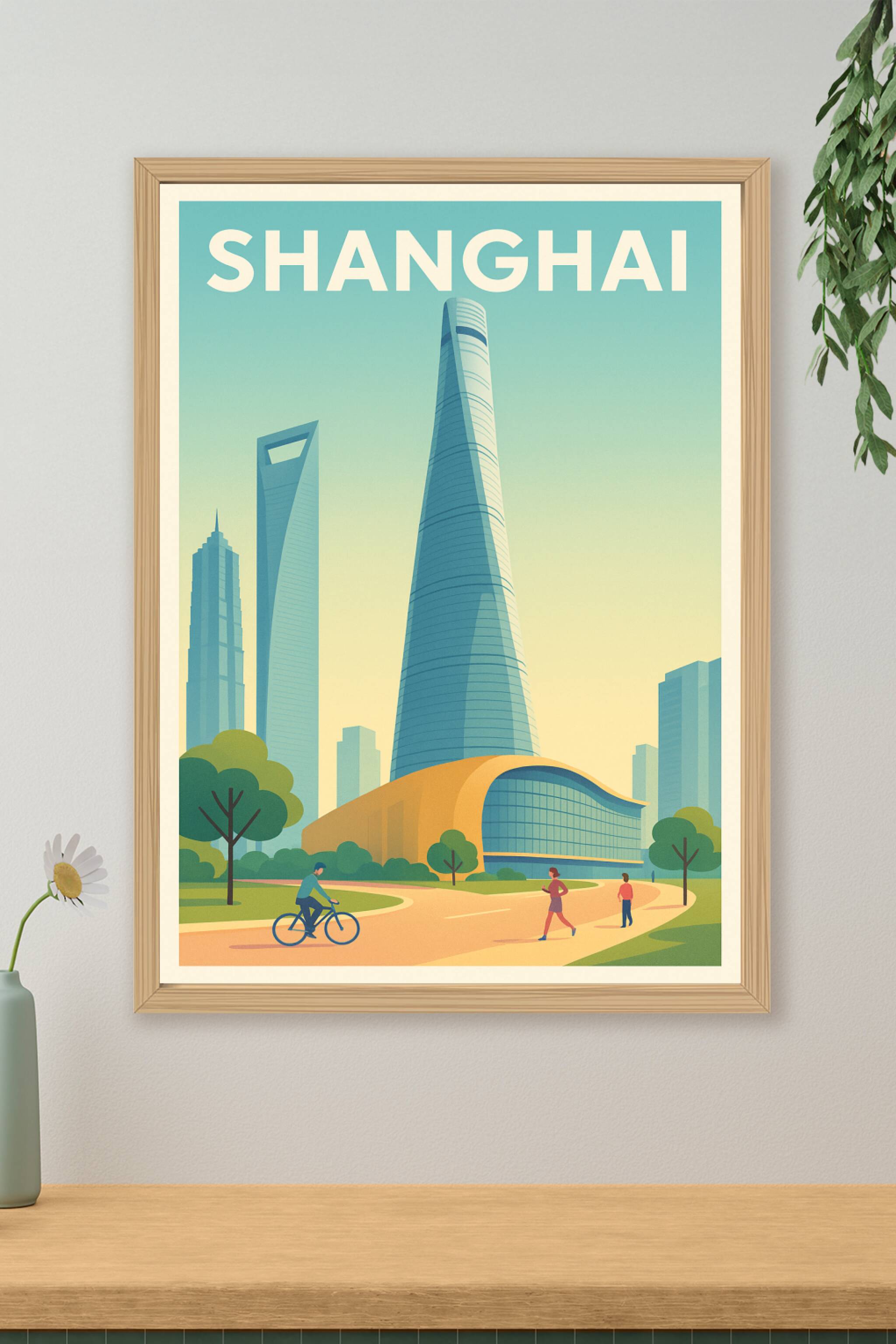 Affiche de Shanghai - Évasion urbaine entre modernité et nature