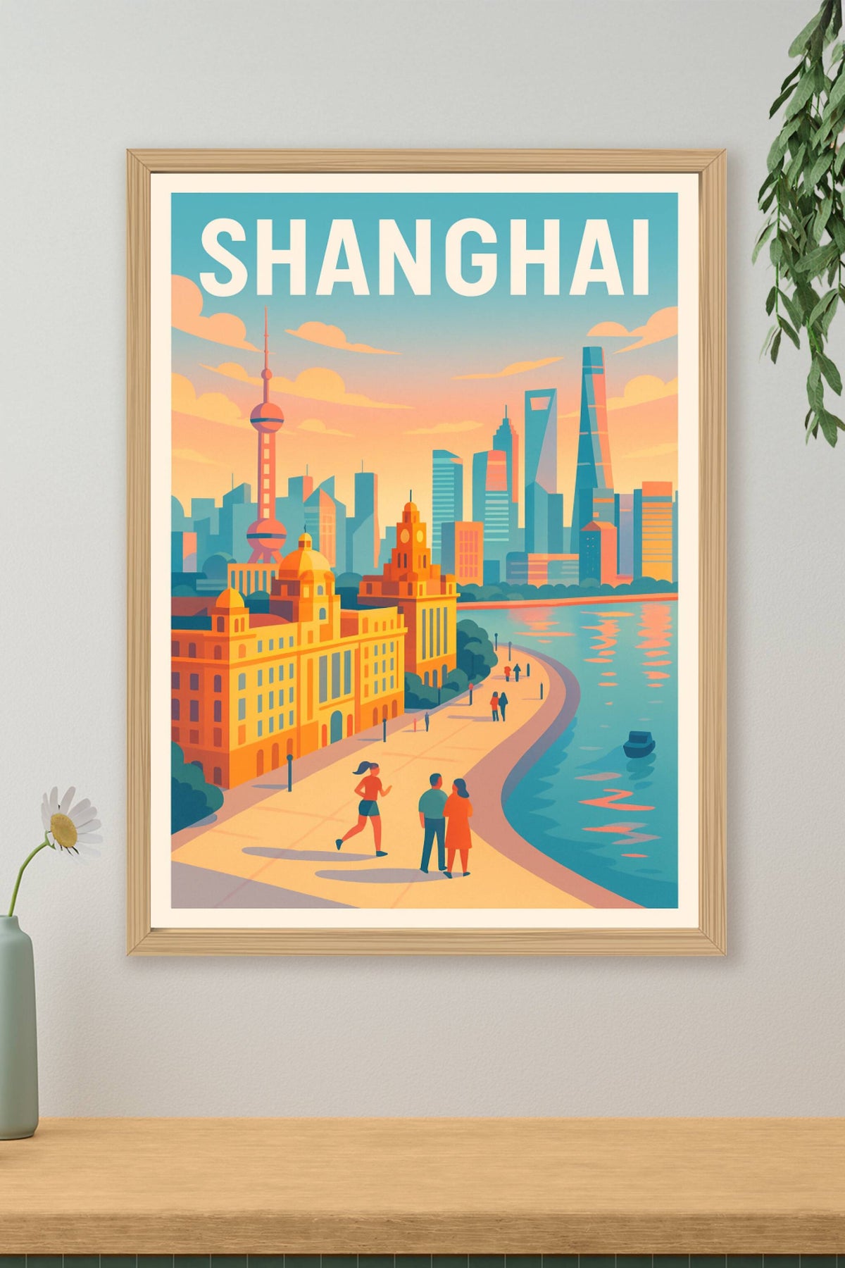 Affiche Shanghai — L'éclat au bord de la rivière · poster d'art de Shanghai