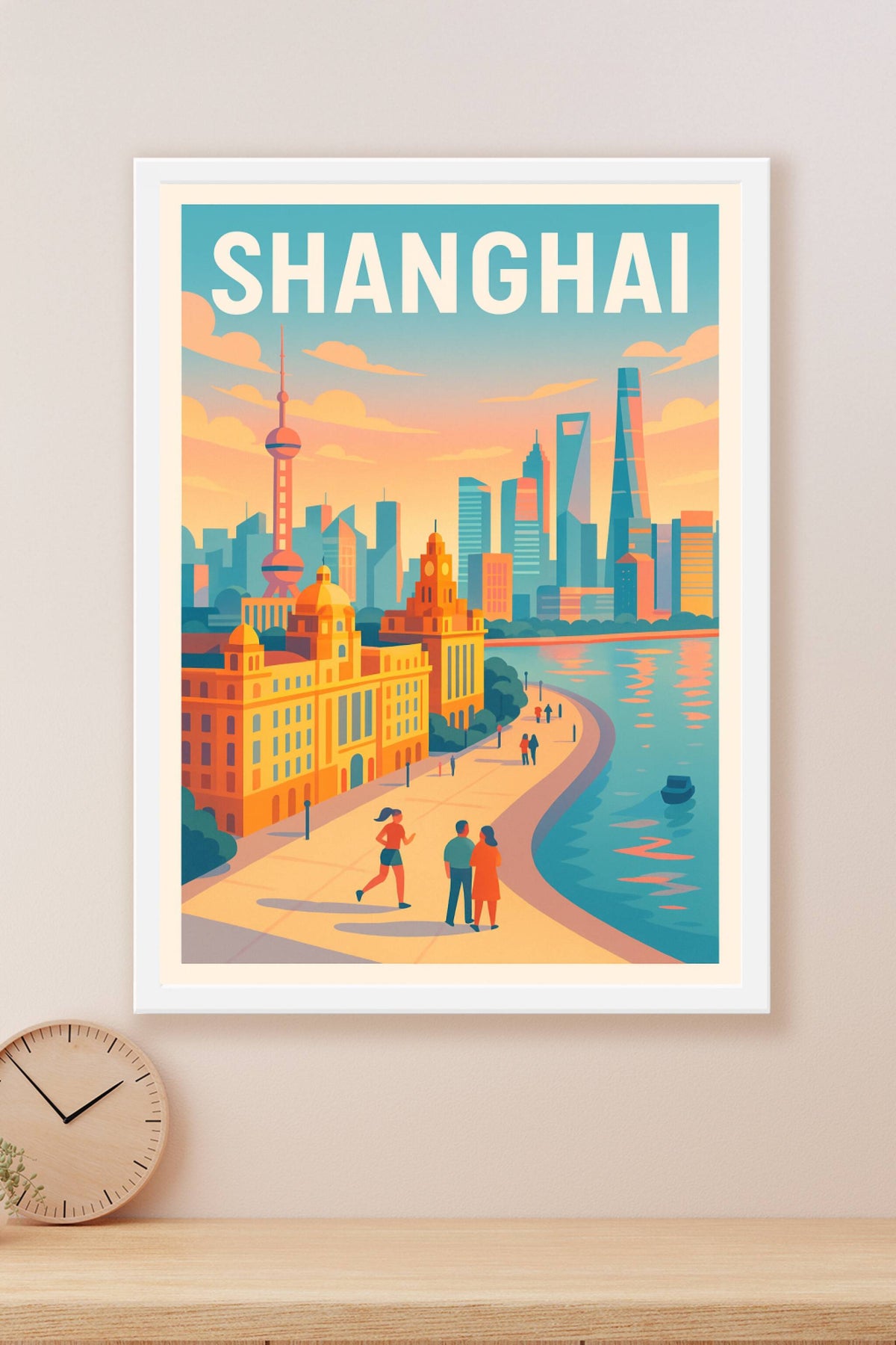 Affiche Shanghai — L'éclat au bord de la rivière · poster d'art de Shanghai
