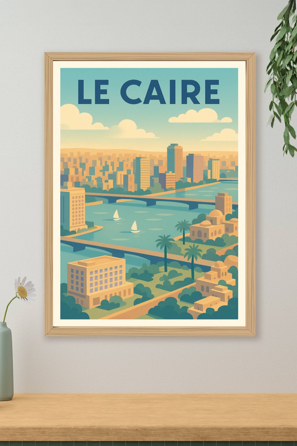 Affiche Le Caire — Vue ensoleillée sur la métropole mythique · poster d'art de Le Caire