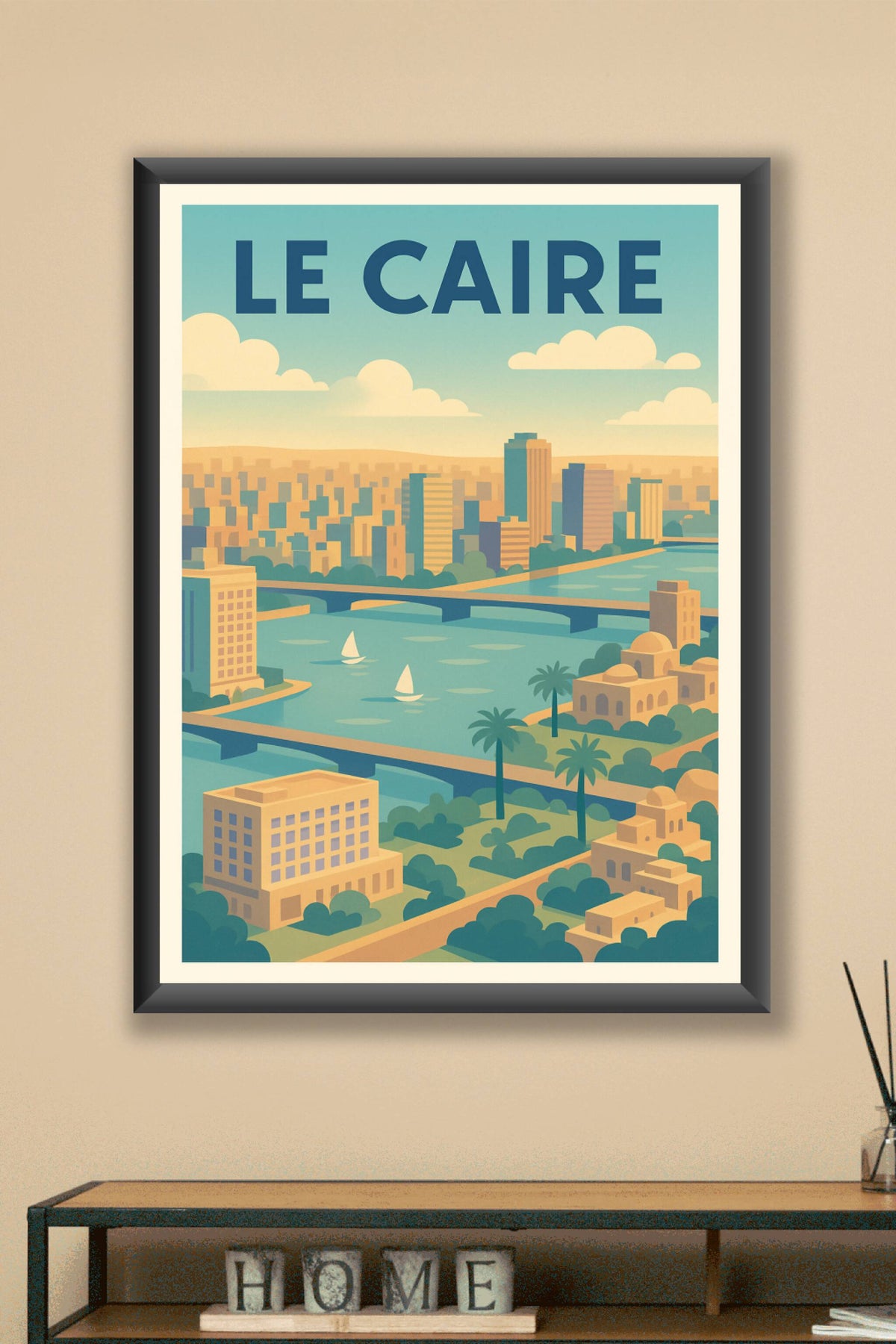 Affiche Le Caire — Vue ensoleillée sur la métropole mythique · poster d'art de Le Caire