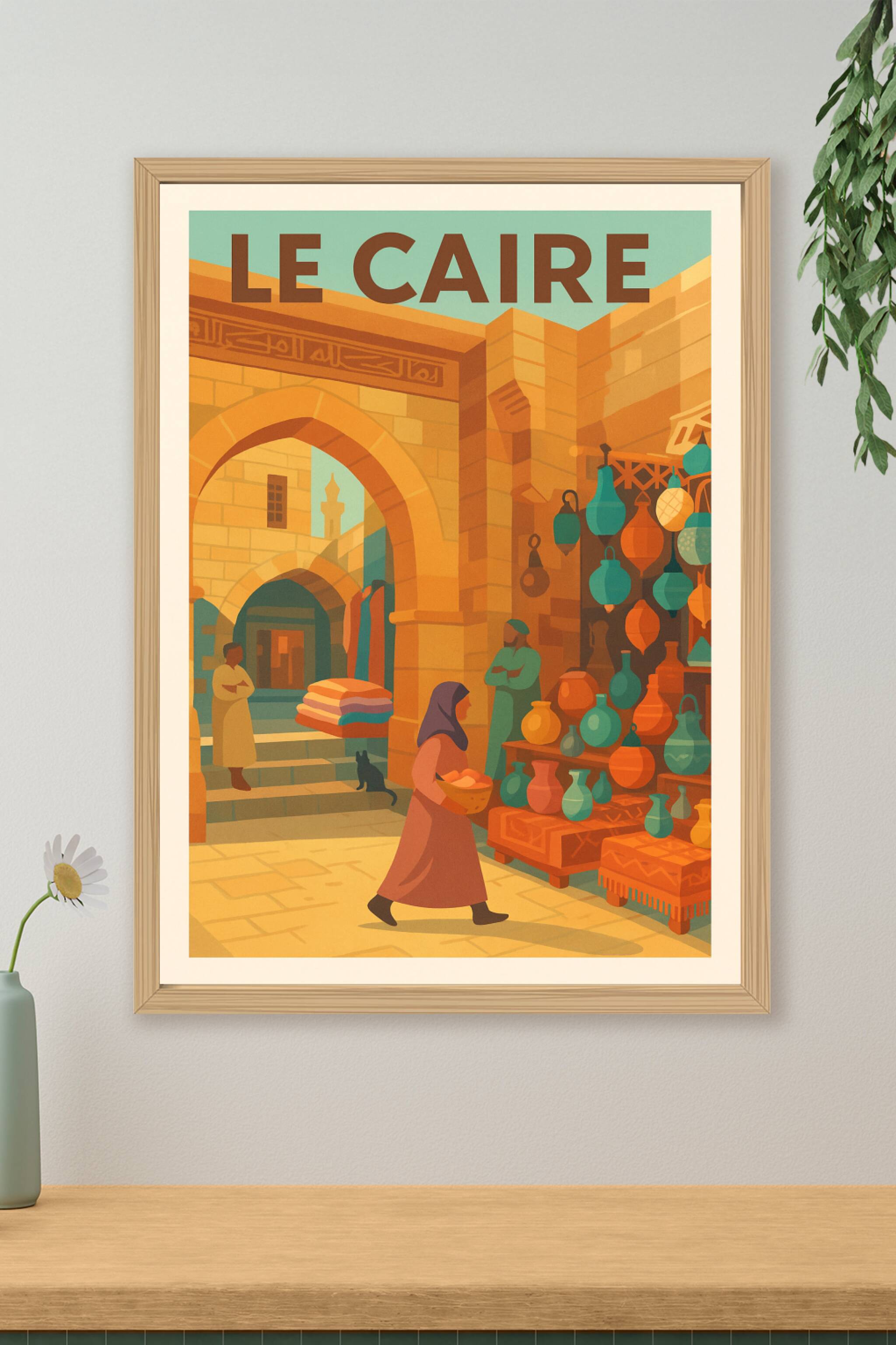 Affiche de Le Caire - Vue sur le souk traditionnel