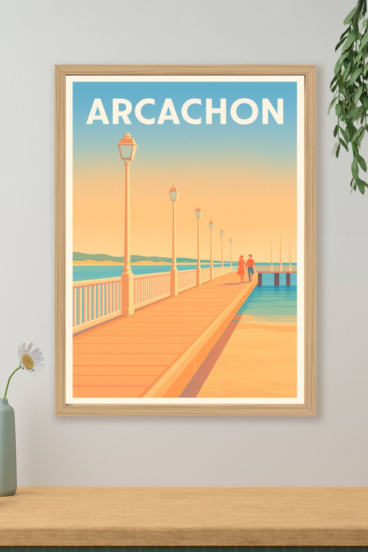 Affiche Arcachon — Promenade au bord de l'eau · poster d'art de Arcachon
