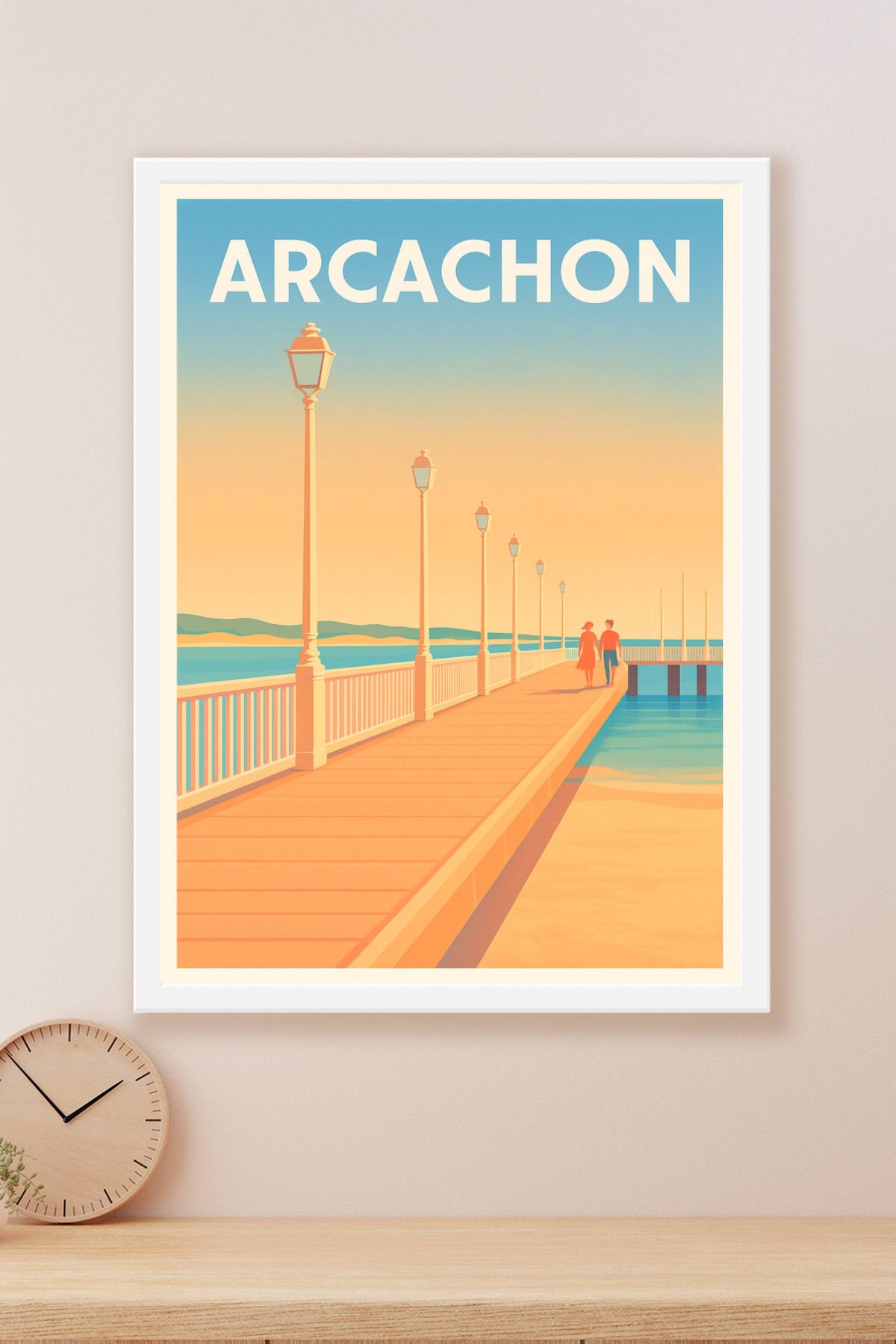 Affiche Arcachon — Promenade au bord de l'eau · poster d'art de Arcachon